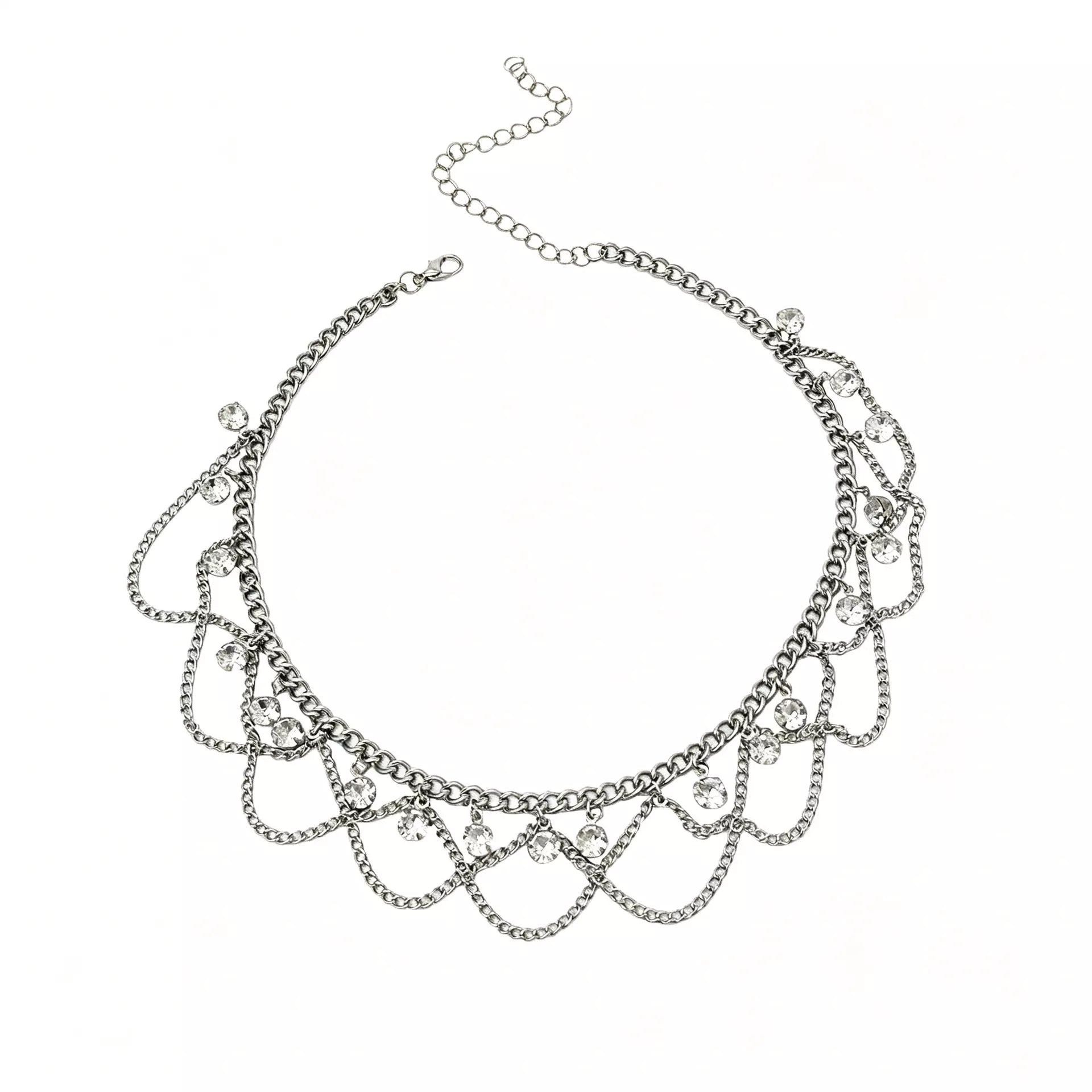 Trendsi 18K Gold-Plated Zircon Chain Necklace -