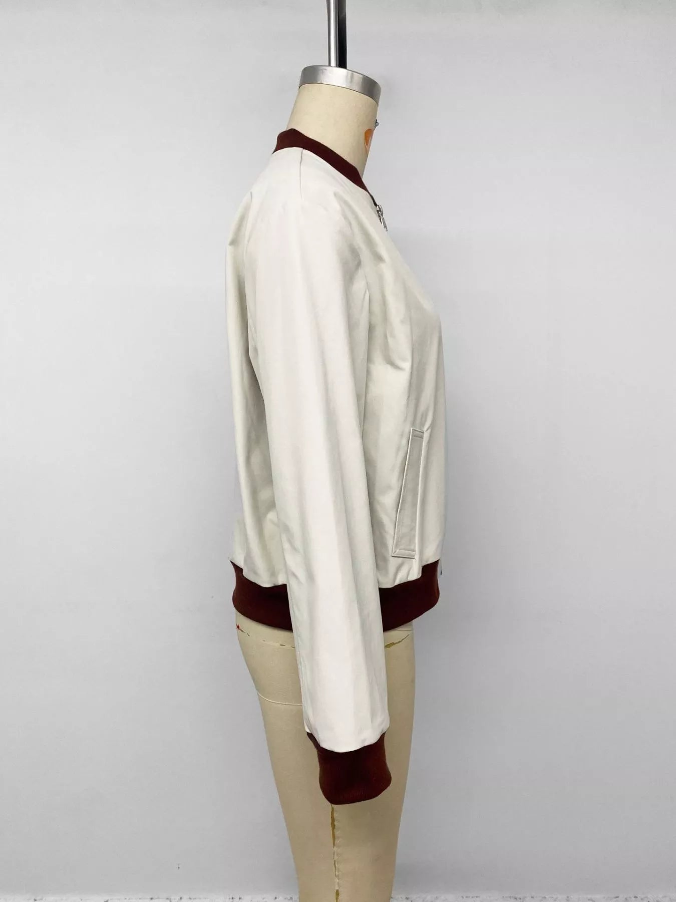 Trendsi Contrast Trim Zip Up Jacket -