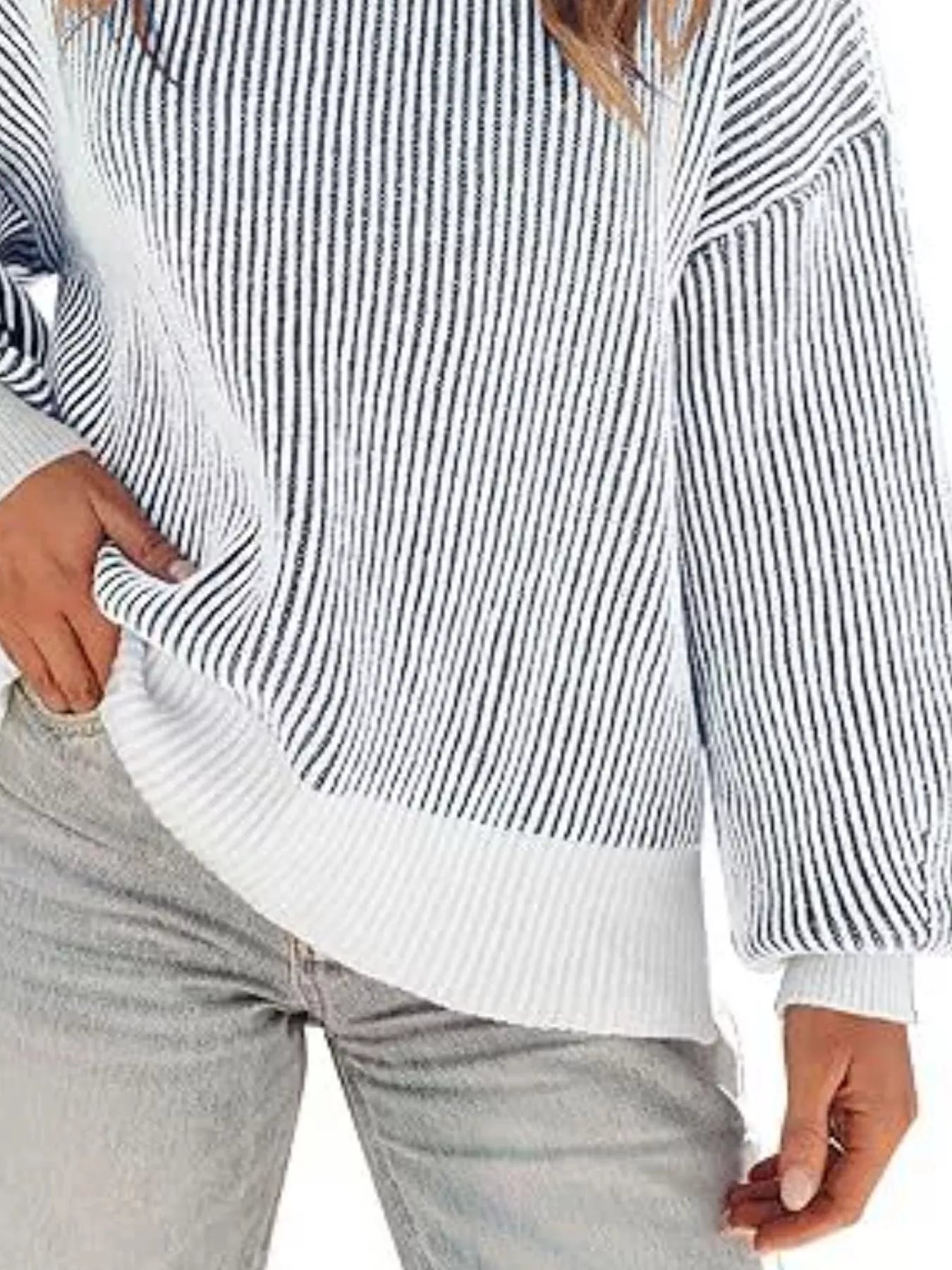Trendsi Stripe Dropped Shoulder Sweater -