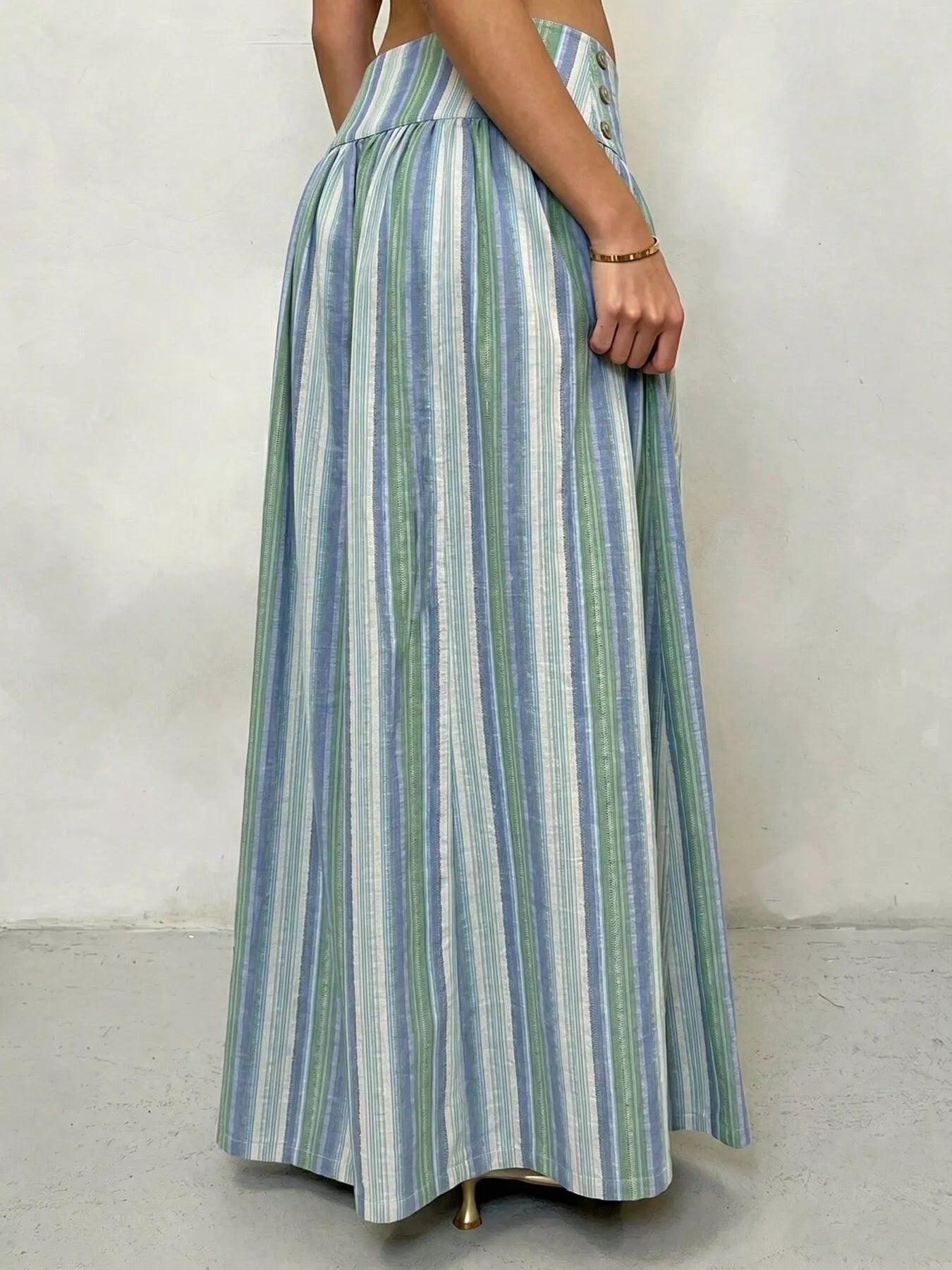 Trendsi High-Waisted Striped Wide-Leg Casual Pants -