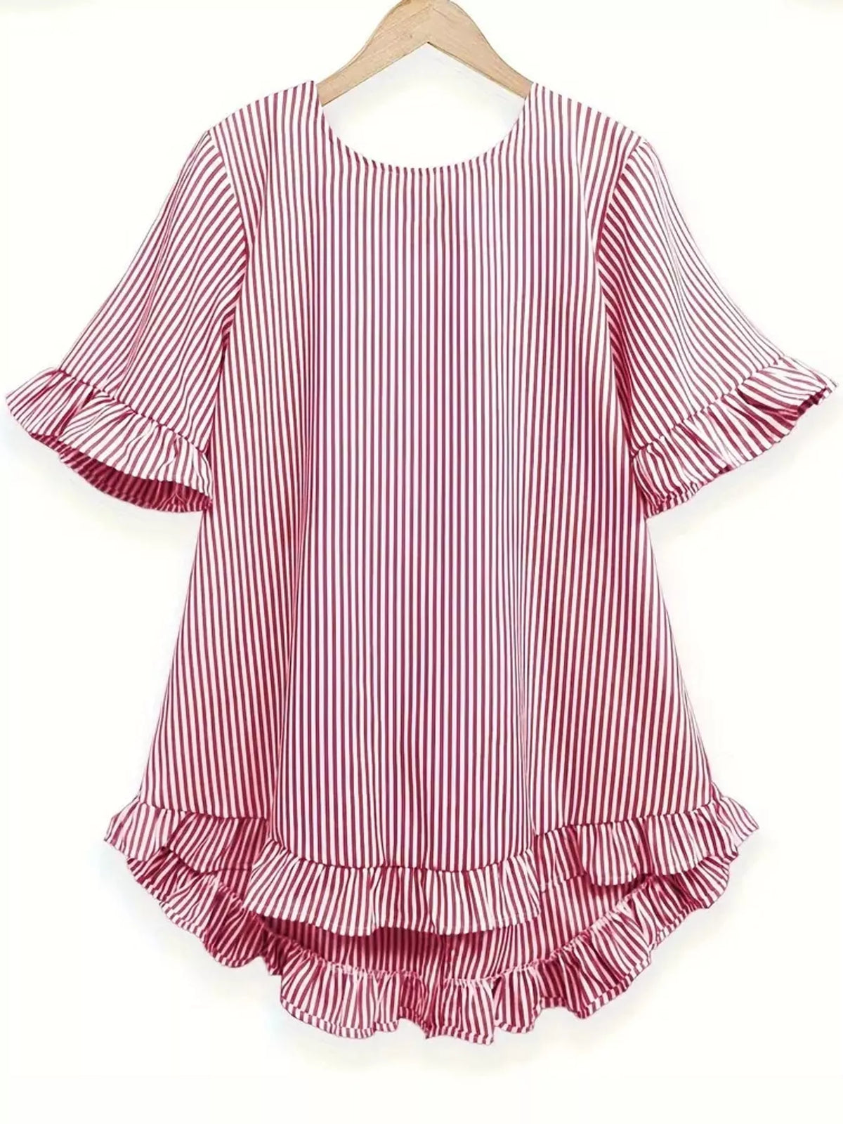 Ruffle Hem Short Sleeve Blouse — garment front