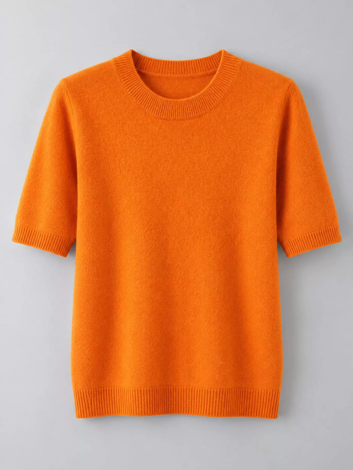 Orange round neck short-sleeve sweater