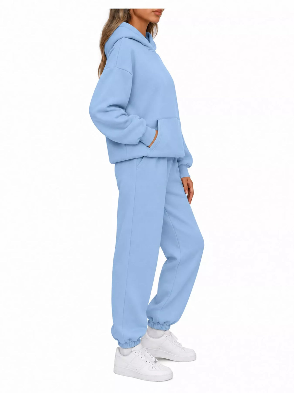 Drop Shoulder Hoodie and Jogger Sweatpants Set — side view