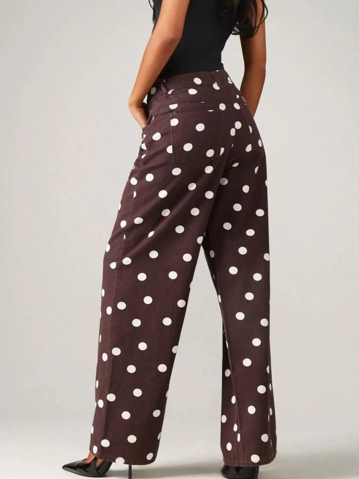 Trendsi Polka Dot Wide-Leg Jeans -