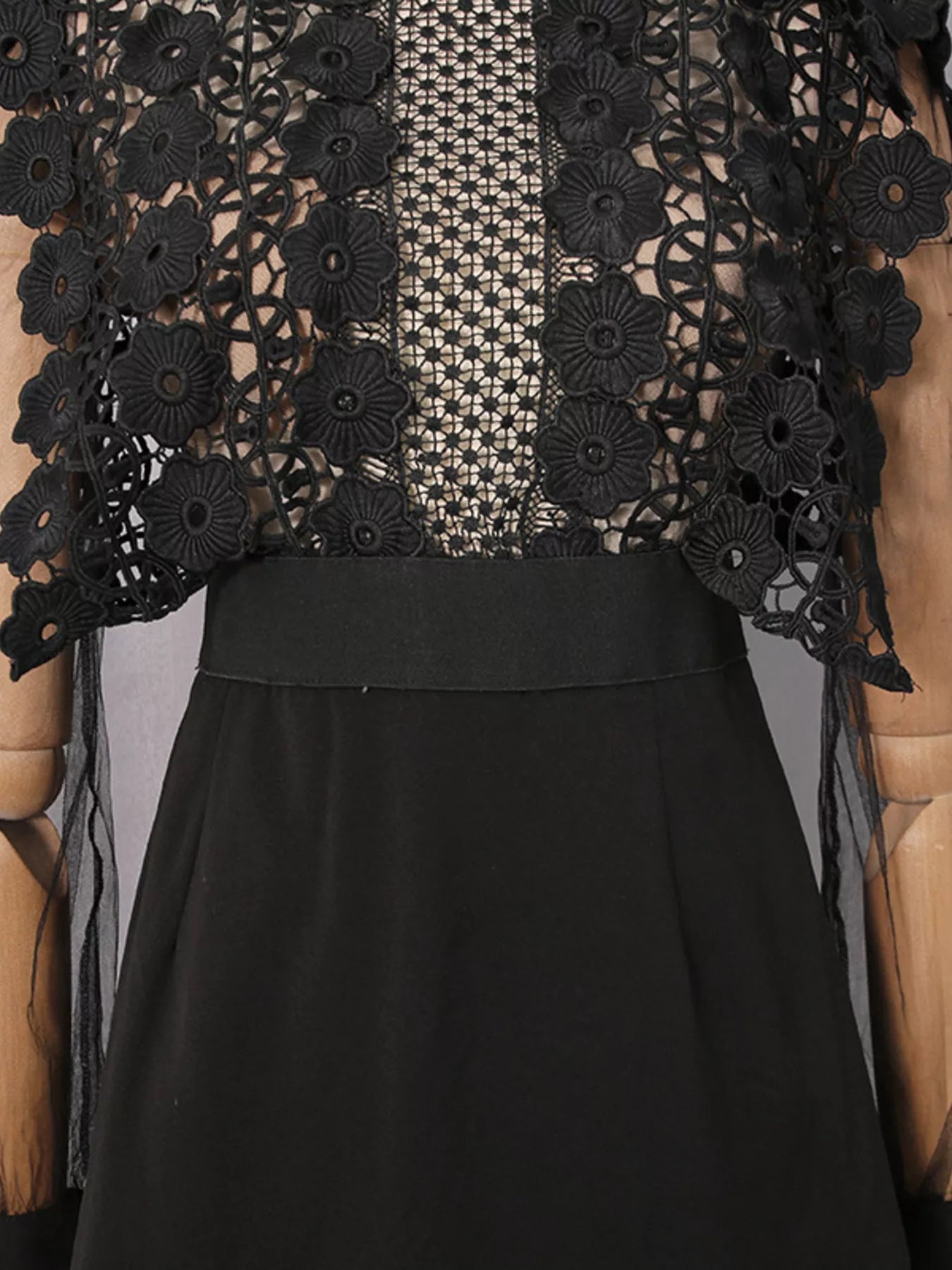 Trendsi Lace Sheer Sleeve Mini Dress -