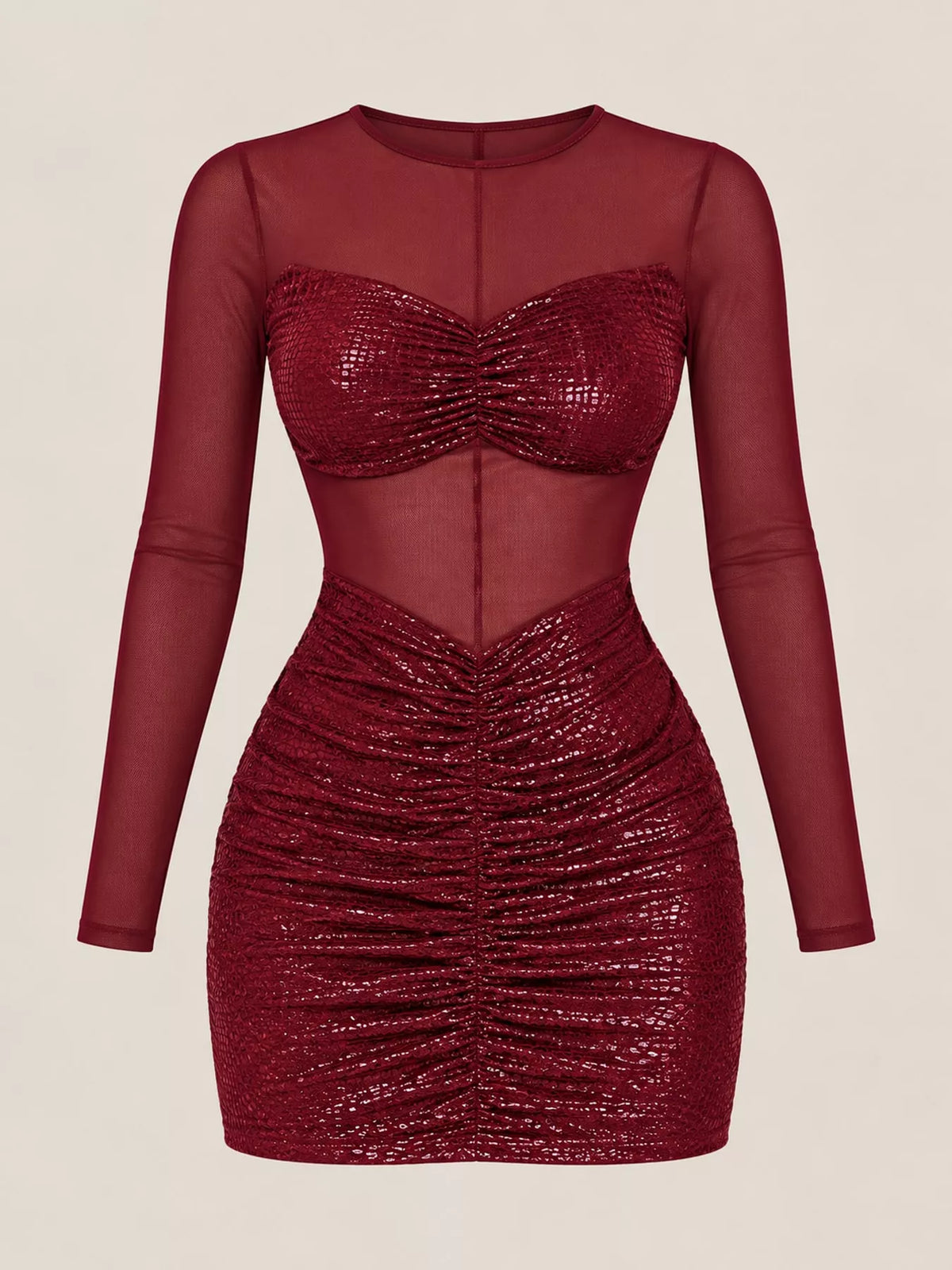 Round neck long sleeve mini dress, product view
