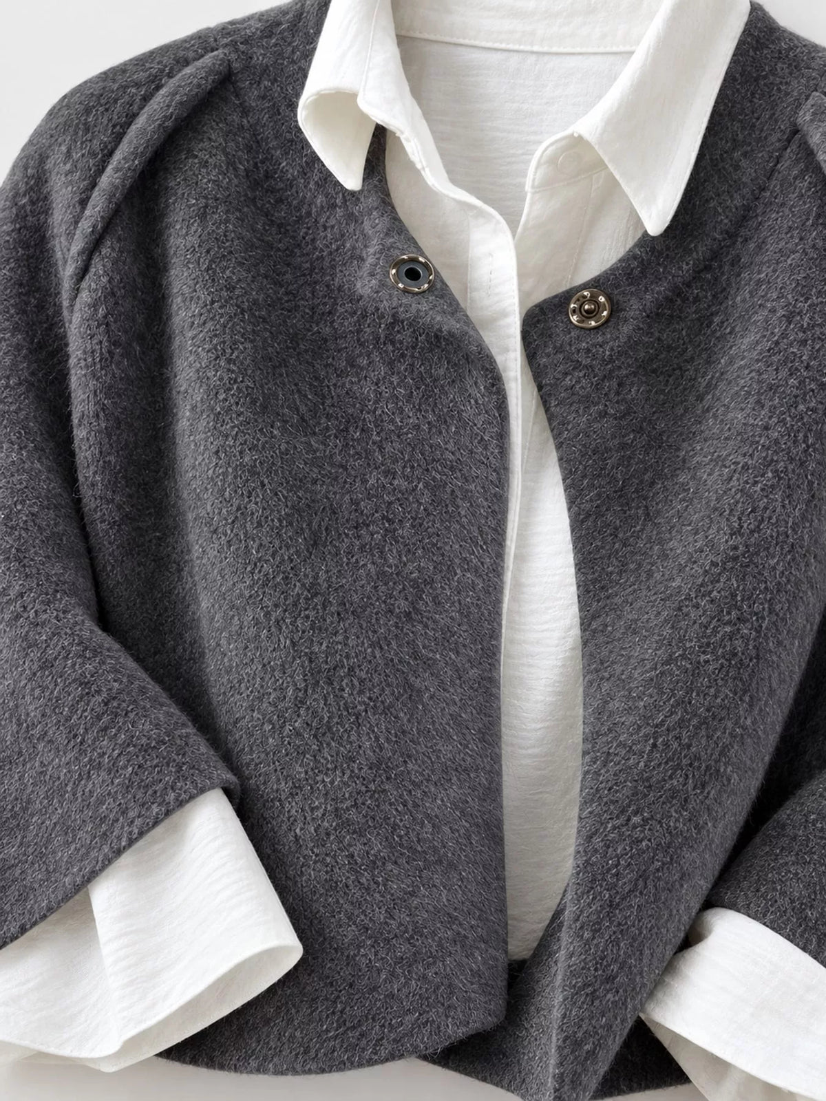 Fuzzy Texture Open-Front Cropped Jacket — construction details