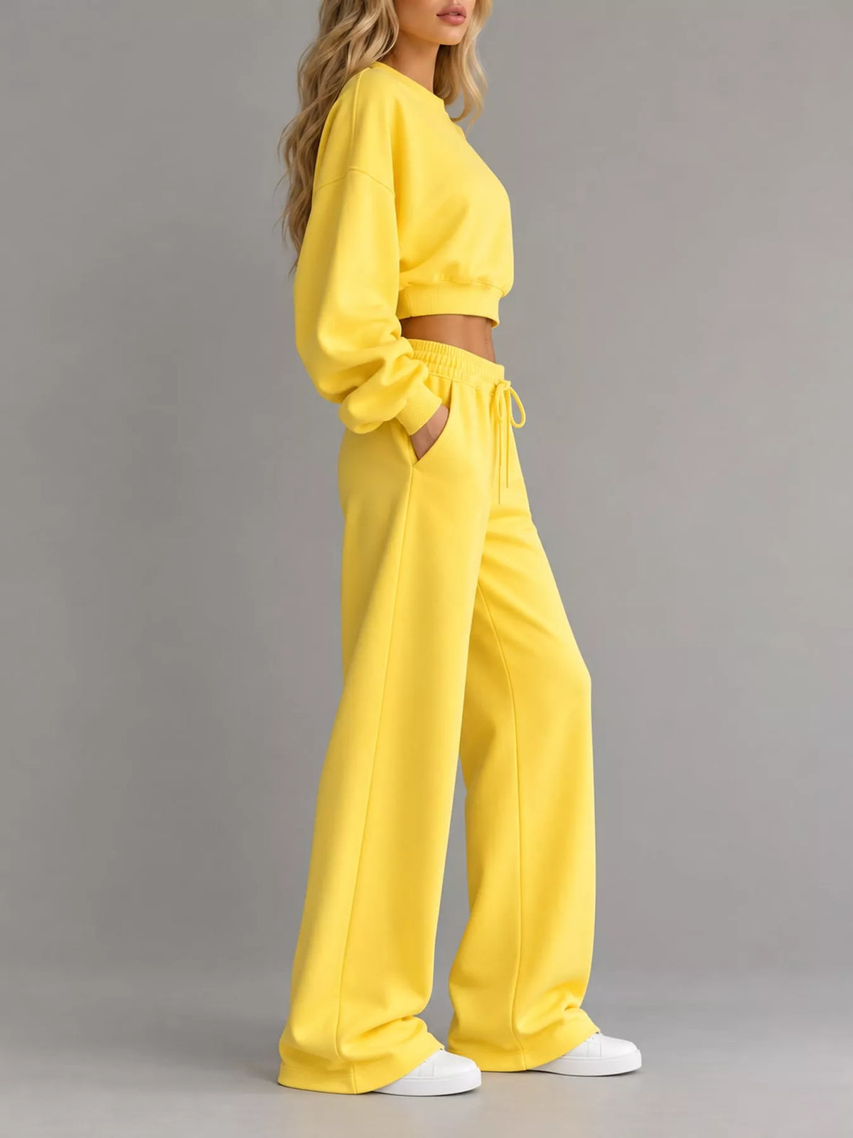 Crop Top and Wide-Leg Sweatpants Set — side view