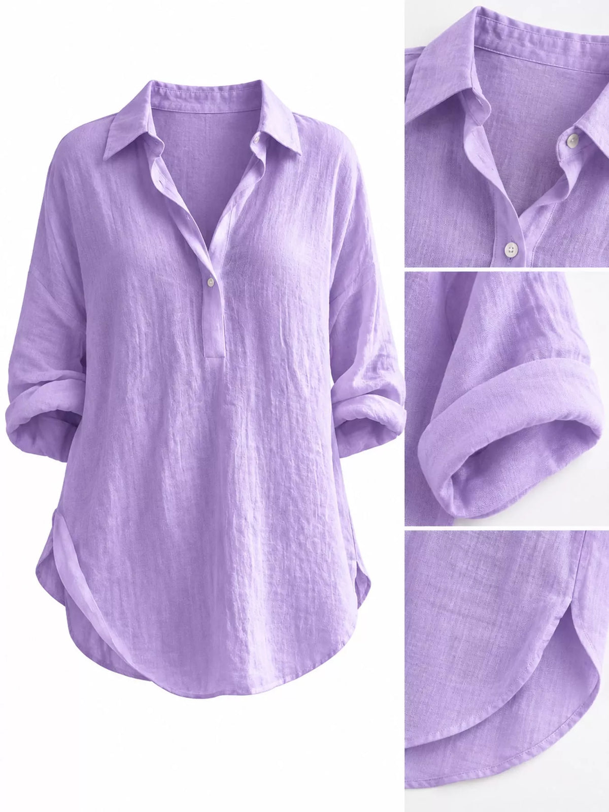 Collared blouse, purple detail collage