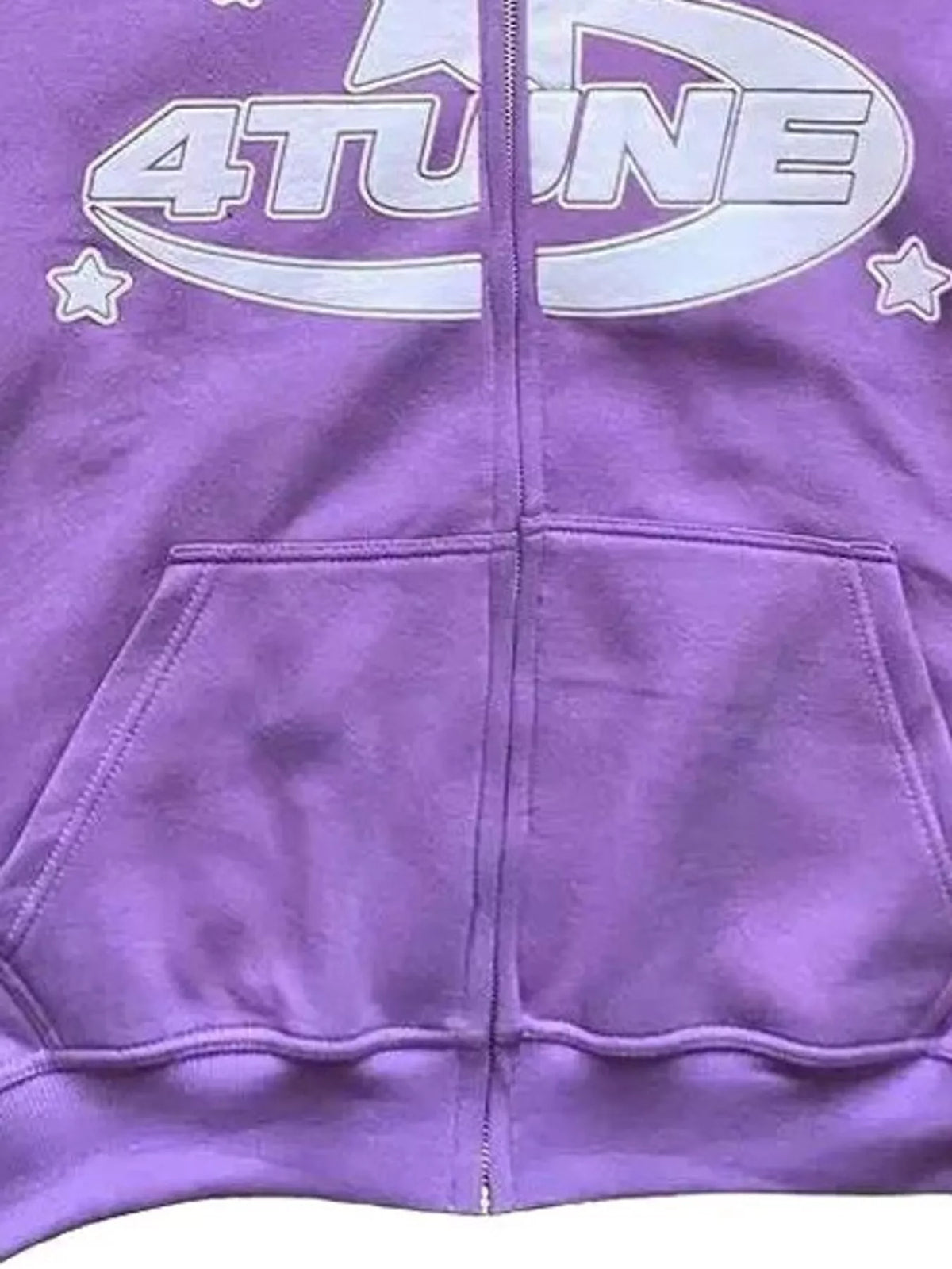 Letter-print hoodie, purple graphic and pockets