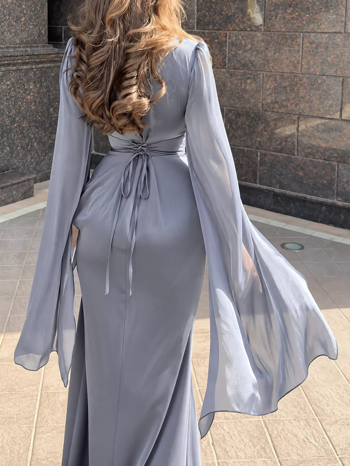 Round Neck Maxi Dress — back view