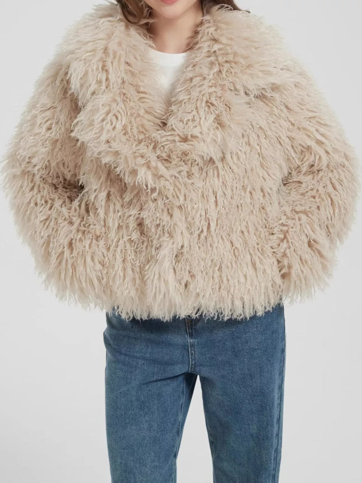 Collared long sleeve jacket, side view