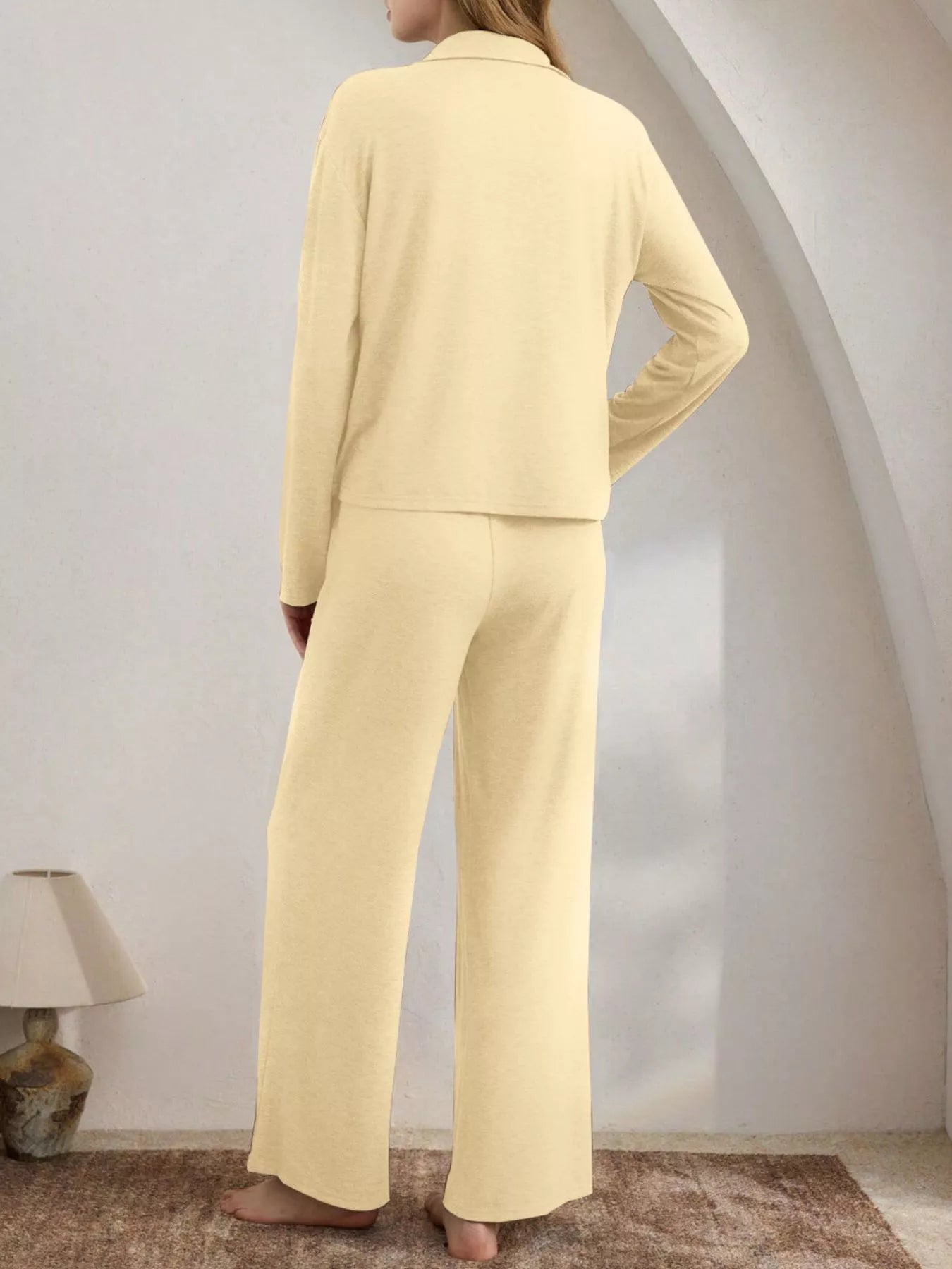 Trendsi Button-Down Top and Wide-Leg Pants Lounge Set -