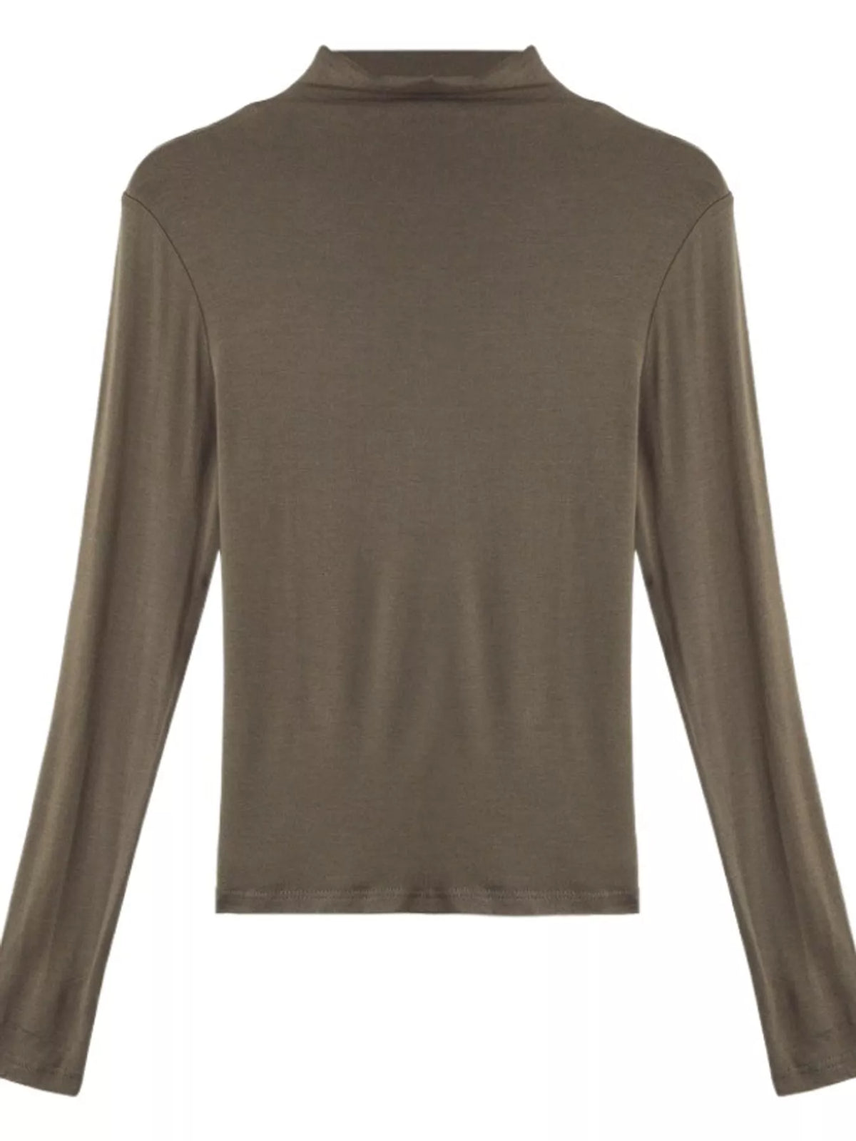 Slim-Fit Mock Neck Long Sleeve T-Shirt — garment front