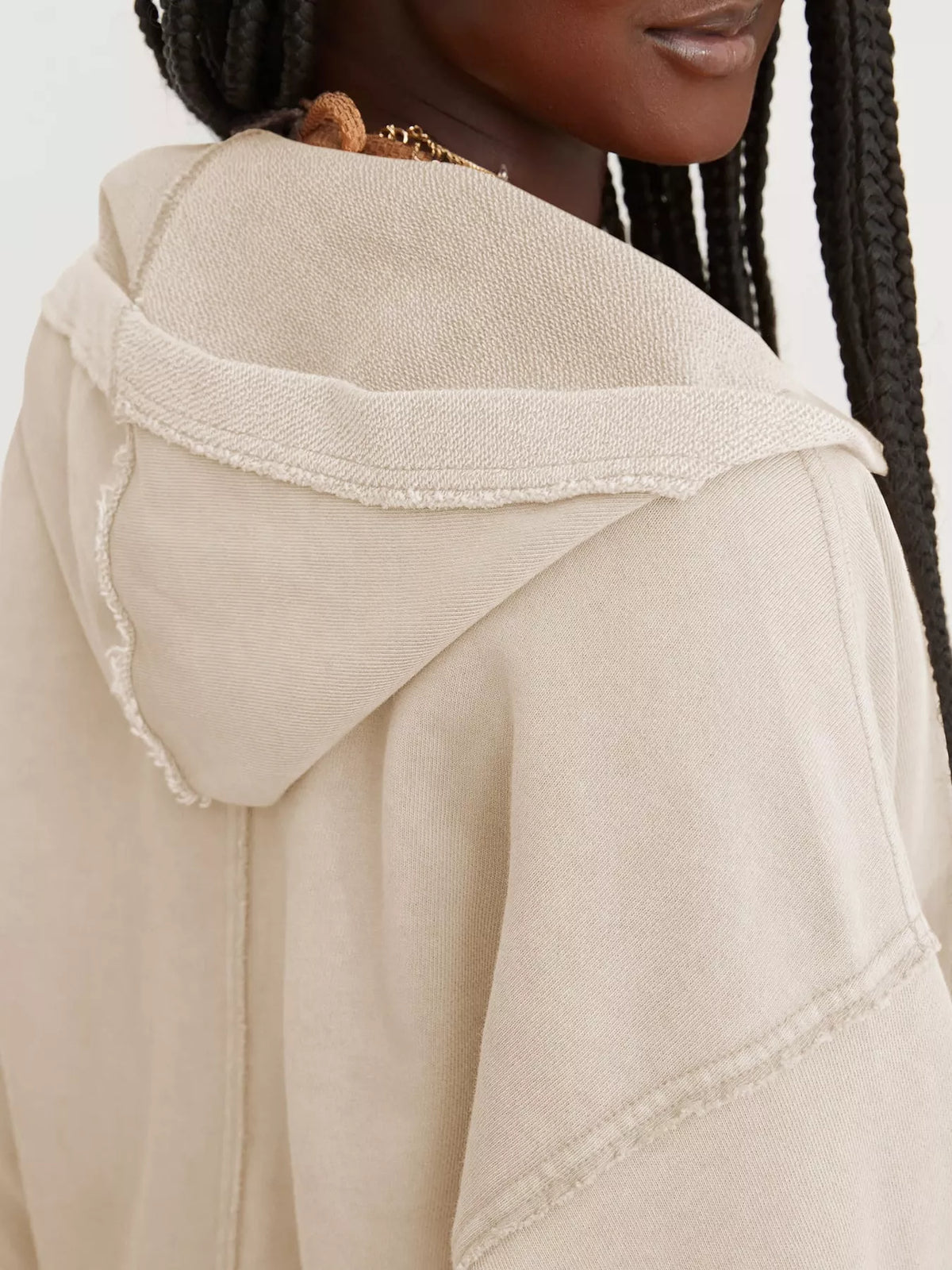 Apricot dropped shoulder cropped hoodie