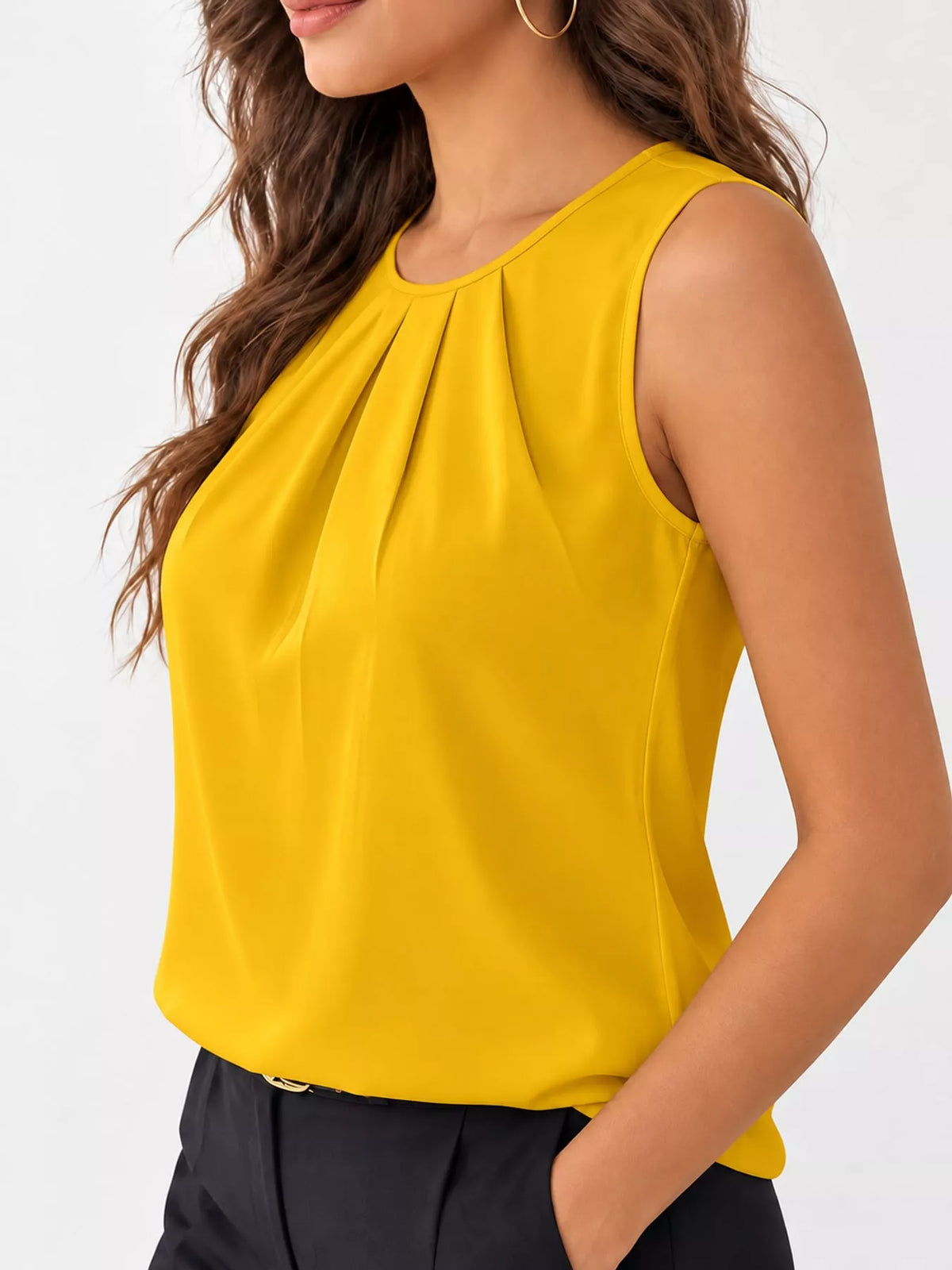 Sleeveless Pleated Blouse — side view