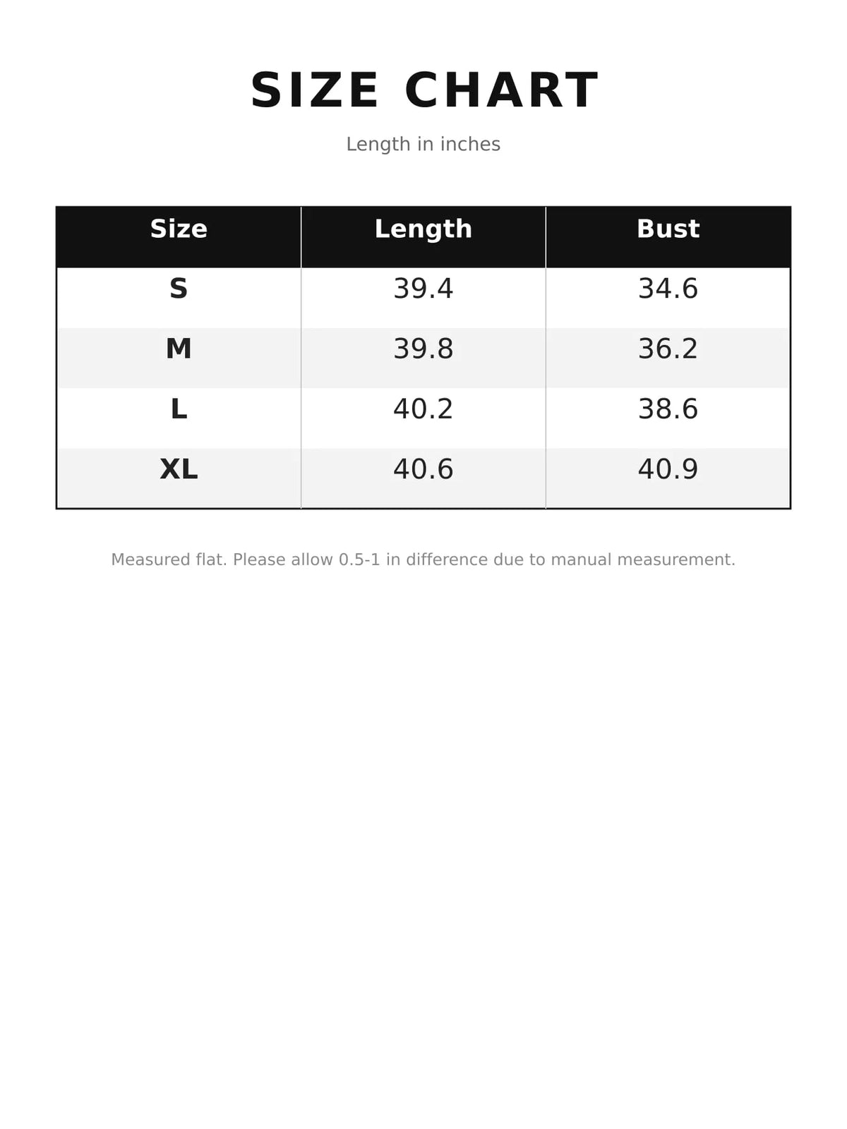 Circular Applique Sleeveless Midi Dress — size and measurement chart