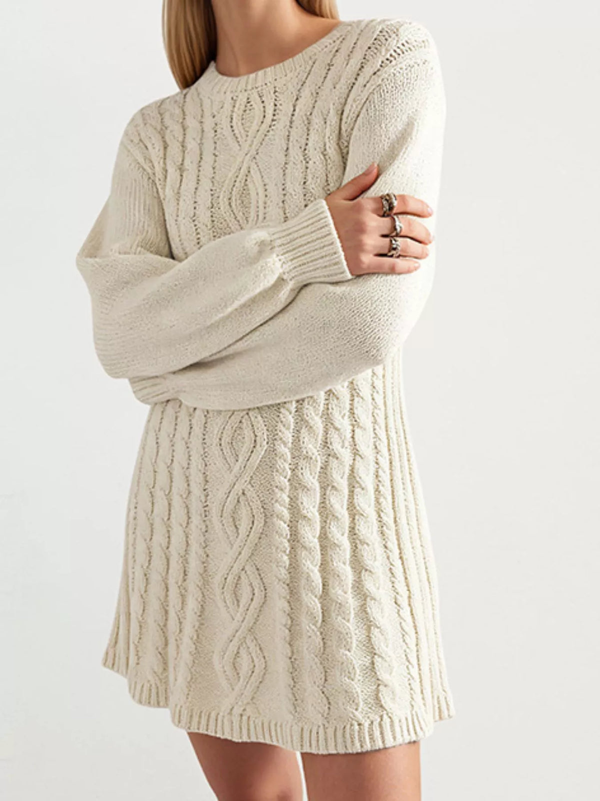 Trendsi Cable Knit Sweater Mini Dress -