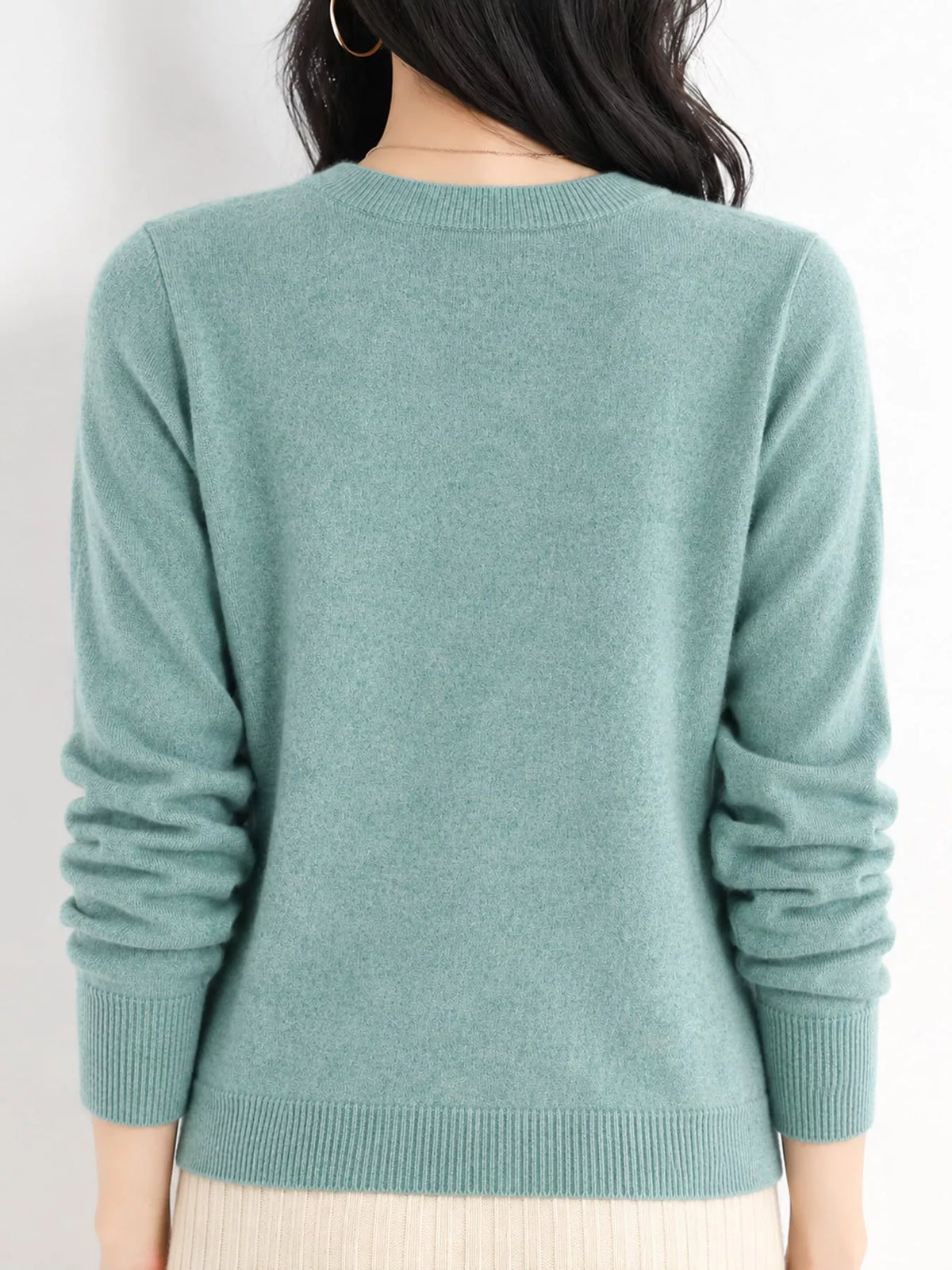 Crew Neck Long Sleeve Sweater — back view