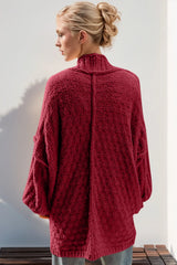 Trendsi Double Take Full Size Open Front Long Sleeve Cardigan - Shirts