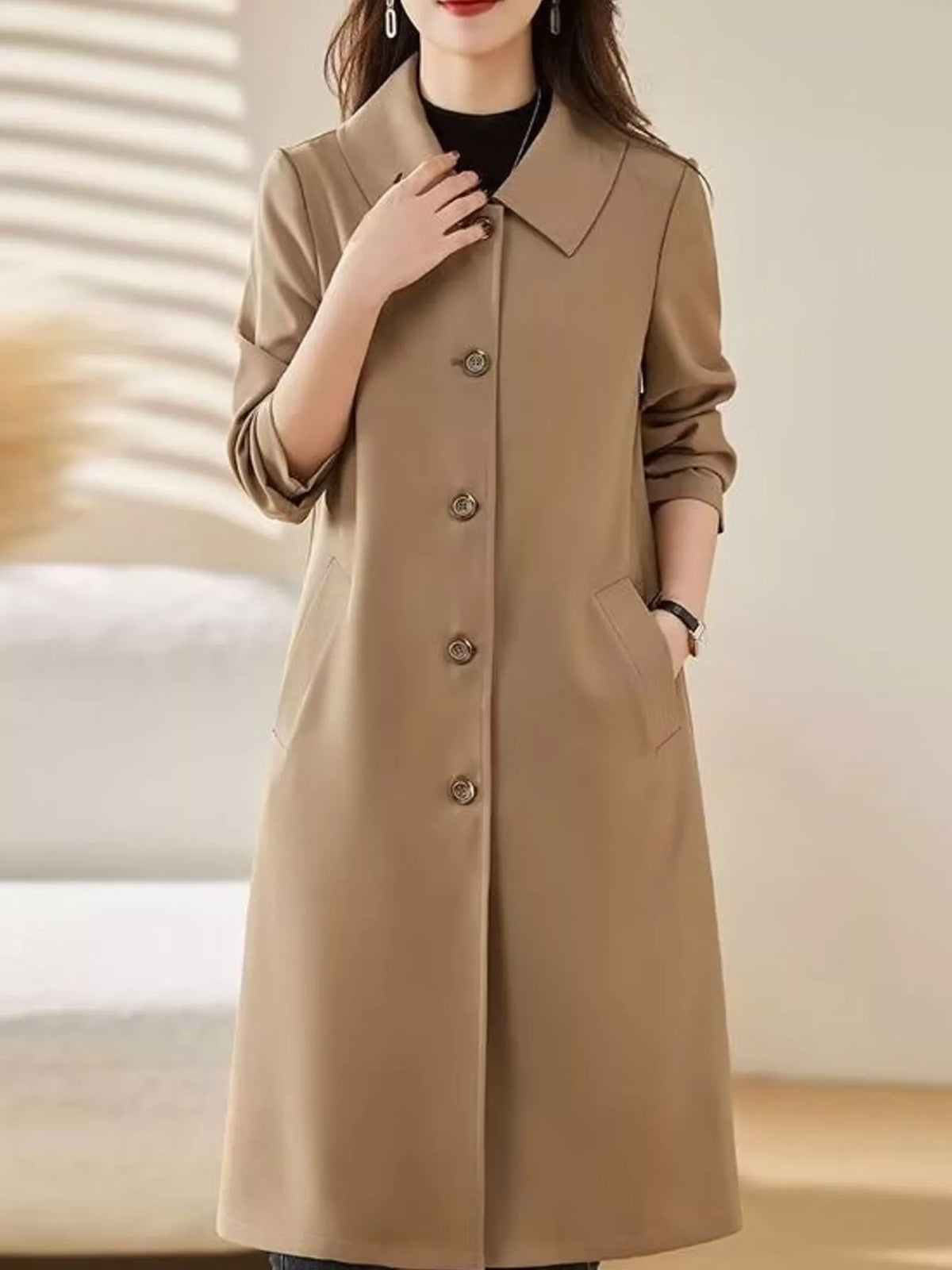 Button-Up Longline Coat — front view