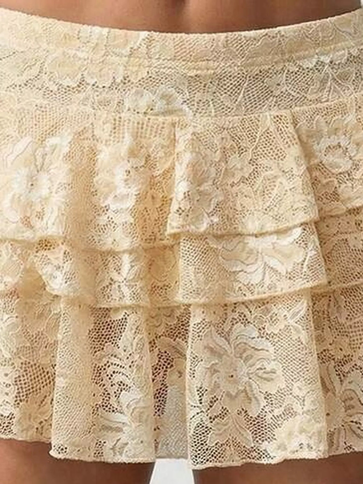 Lace Ruffled Asymmetrical Mini Skirt — construction details