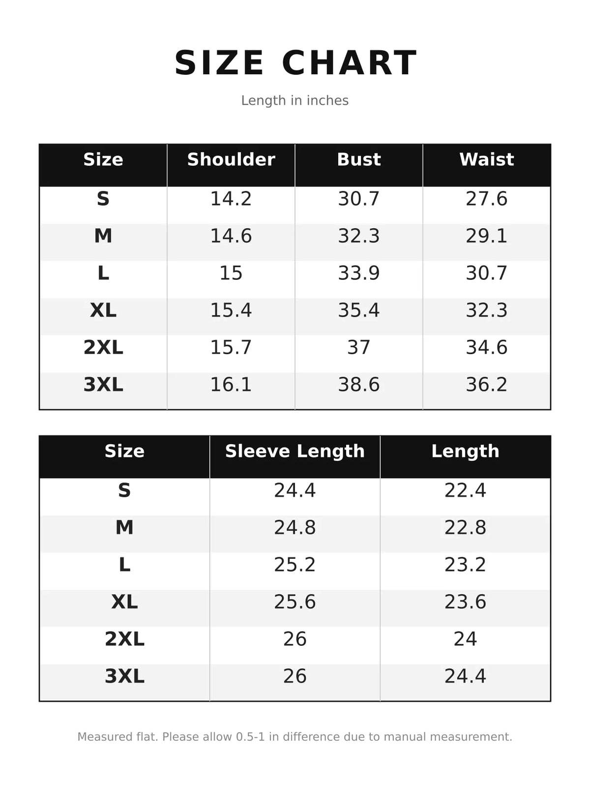 Size chart for lace mock neck blouse