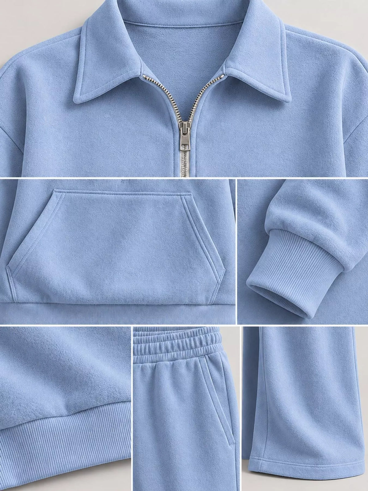 Collared long sleeve outfit set, construction and design details