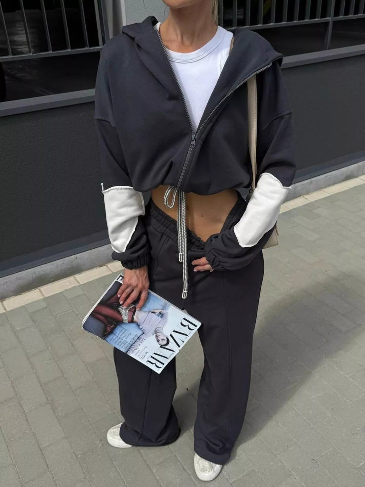 Trendsi Zip Up Hoodie and Wide-Leg Pants Set -