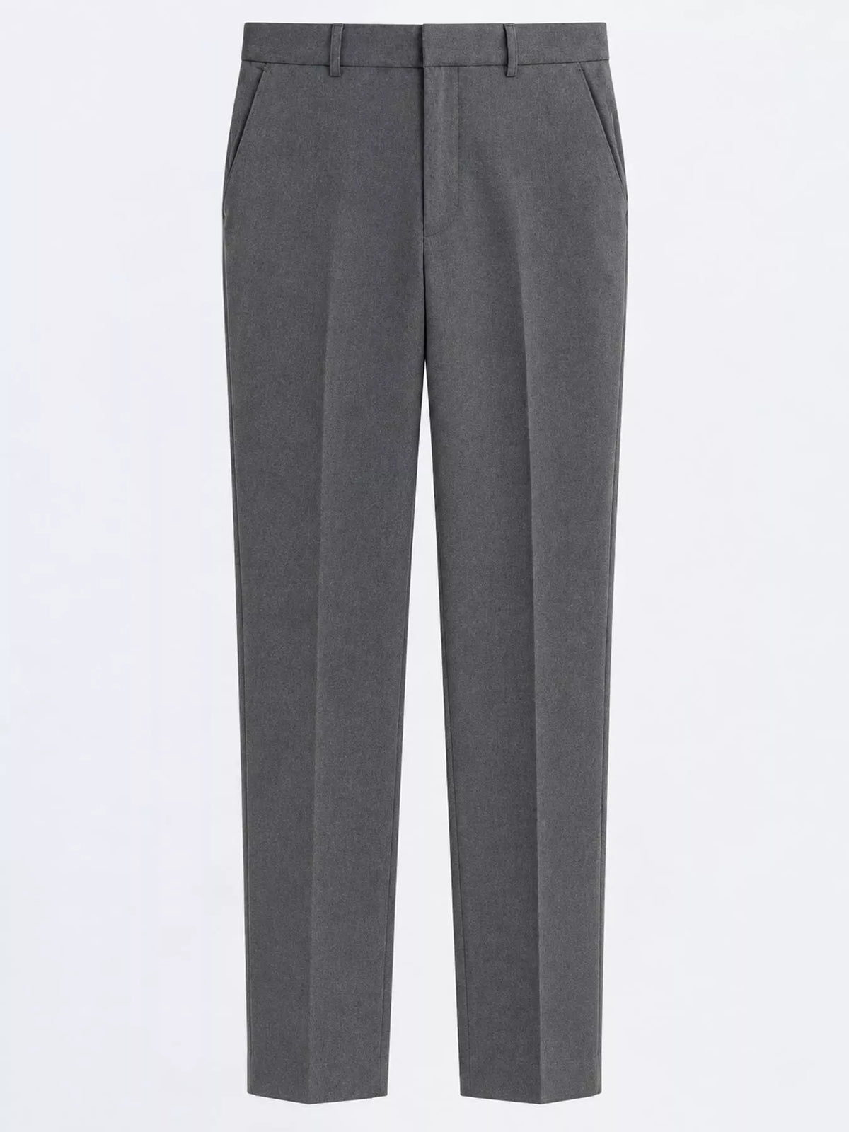 Straight-leg pants, gray flat front