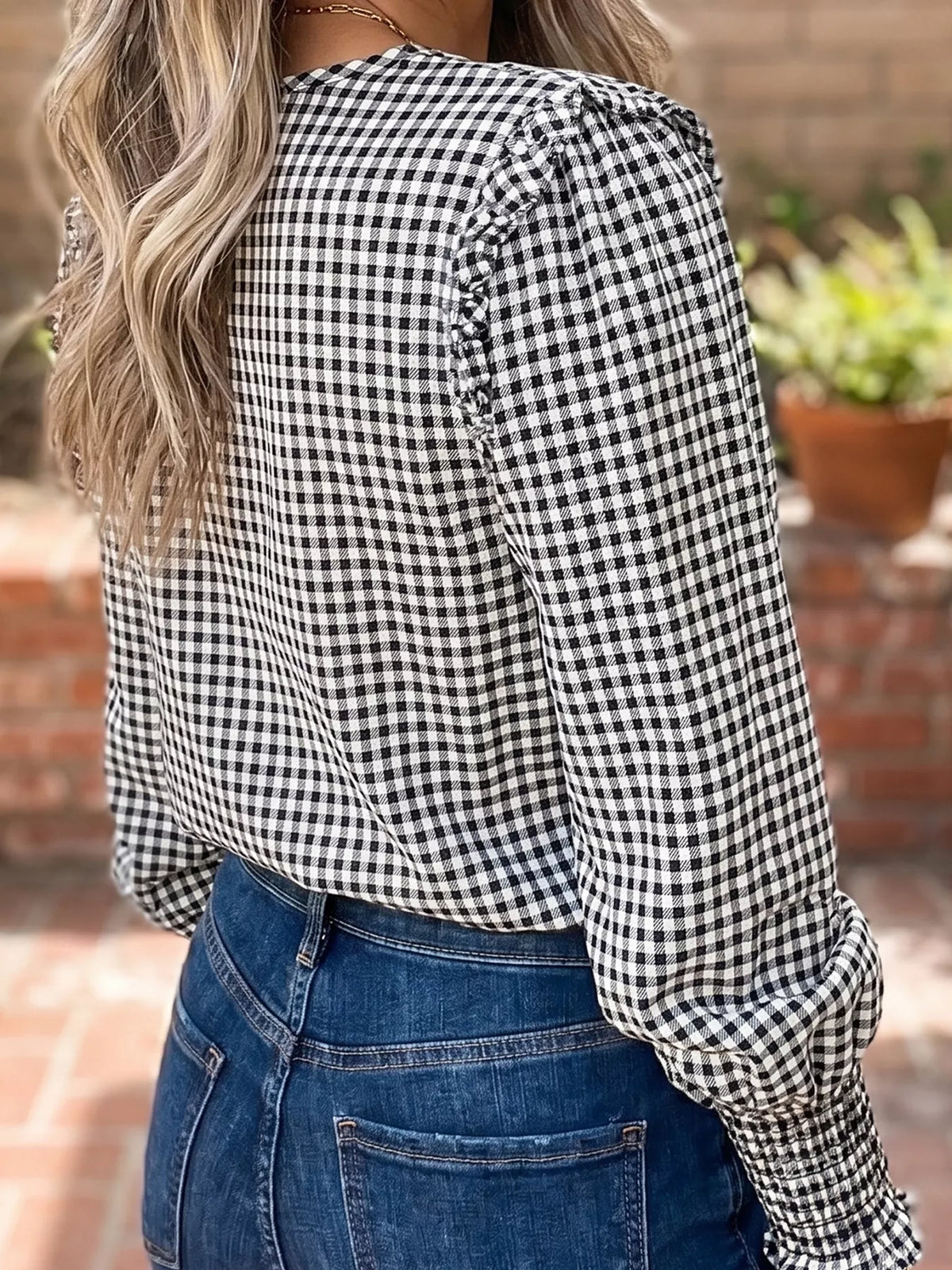 Gingham blouse, back