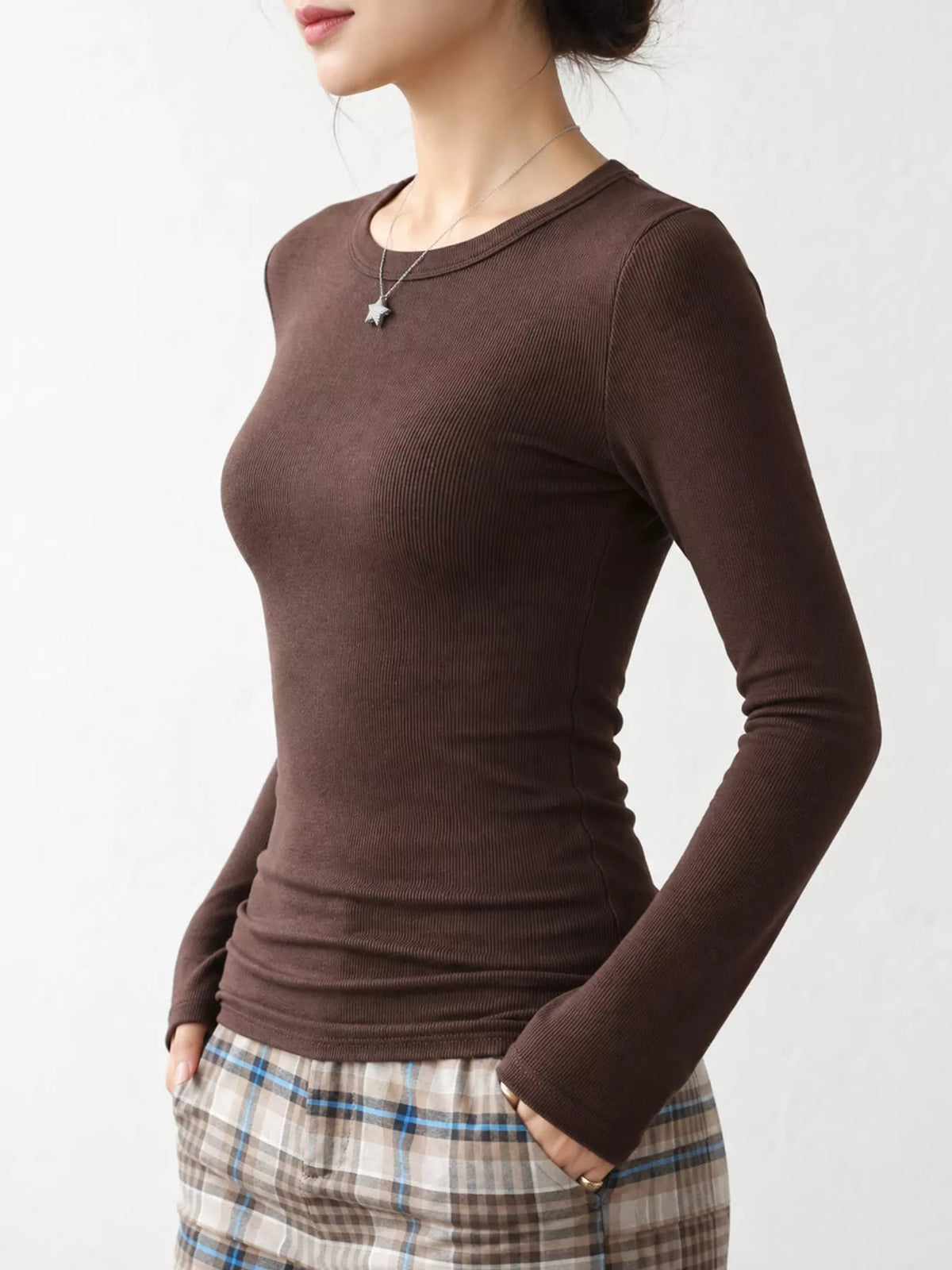 Slim-Fit Long Sleeve Crew Neck T-Shirt — side view