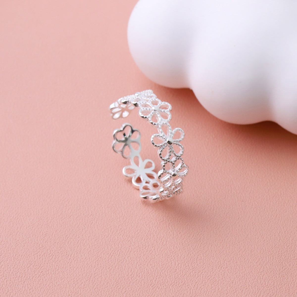 Trendsi Floral Adjustable Open Ring -
