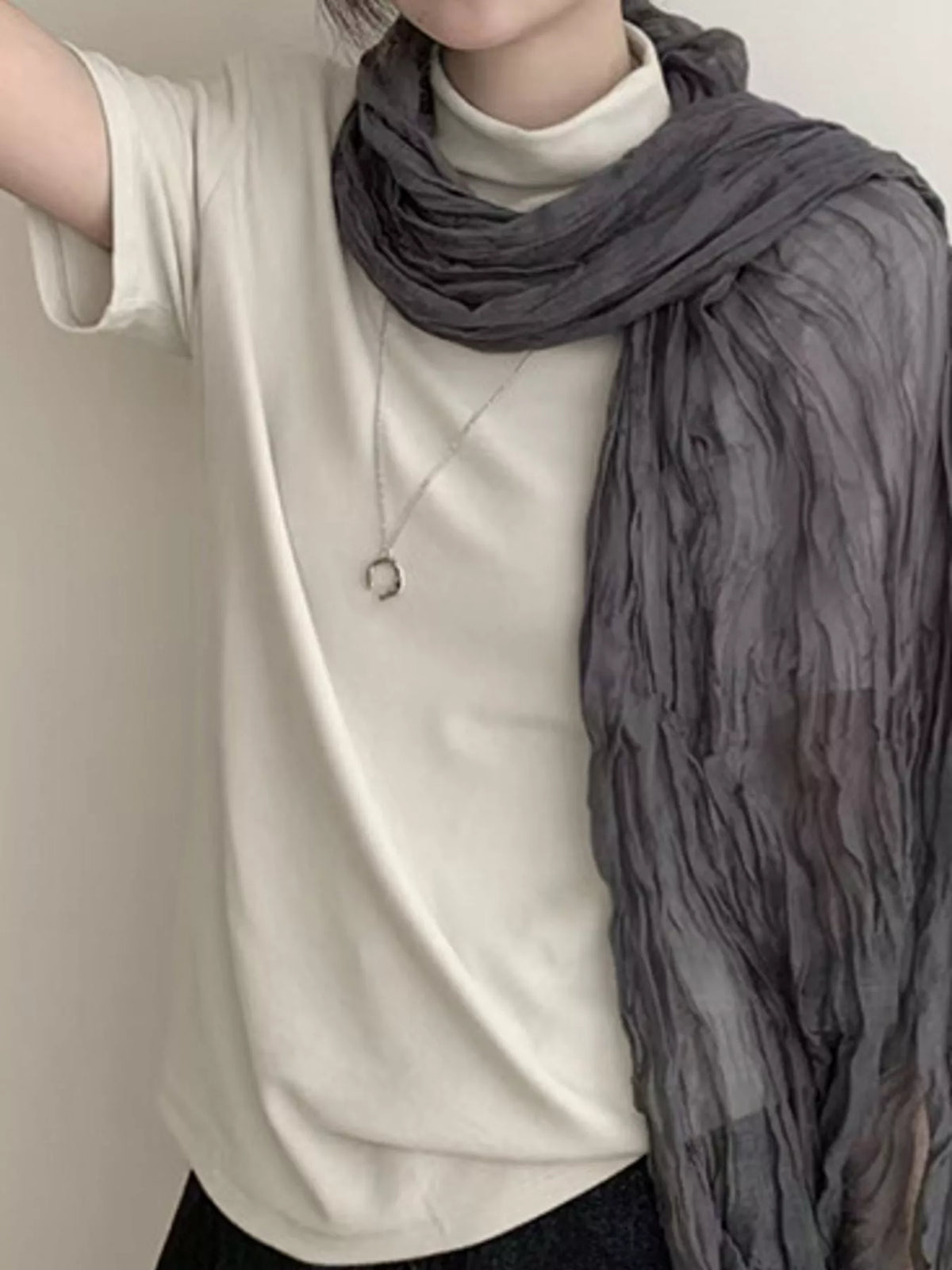 Mock Neck Short Sleeve T-Shirt — front view