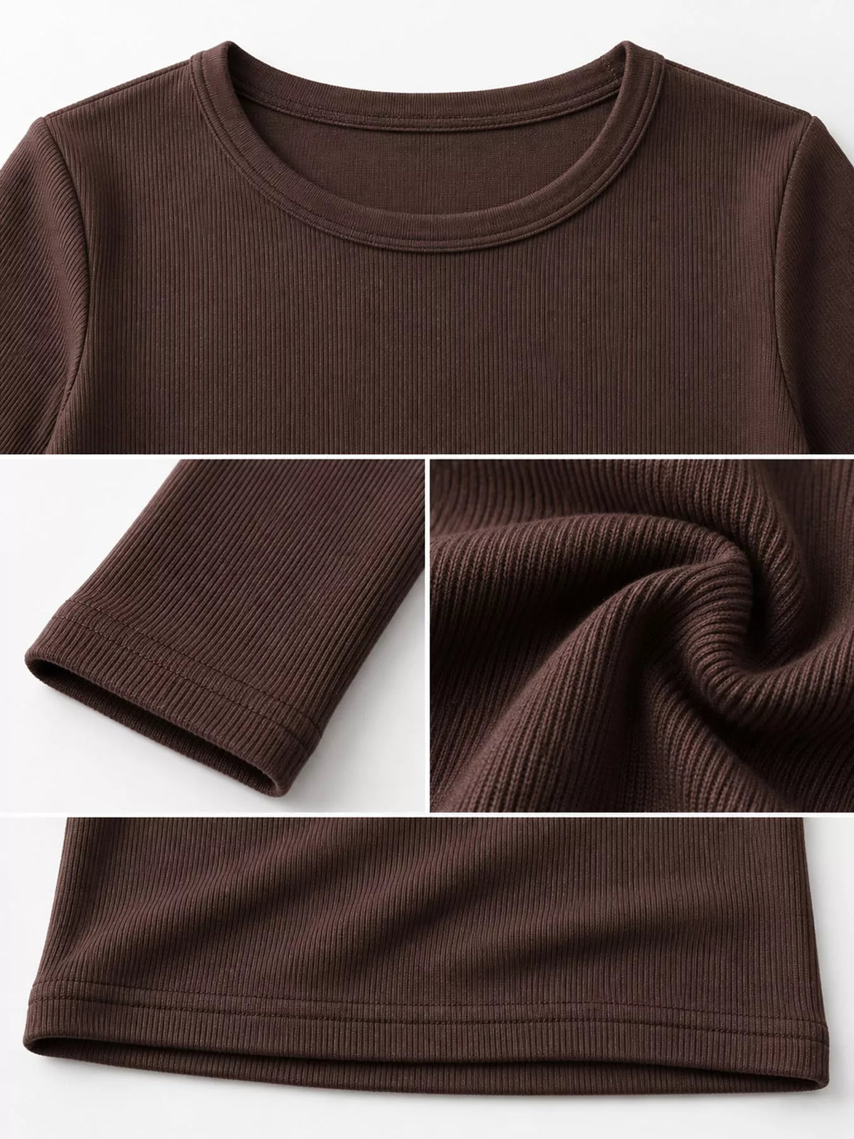 Slim-Fit Long Sleeve Crew Neck T-Shirt — garment construction details