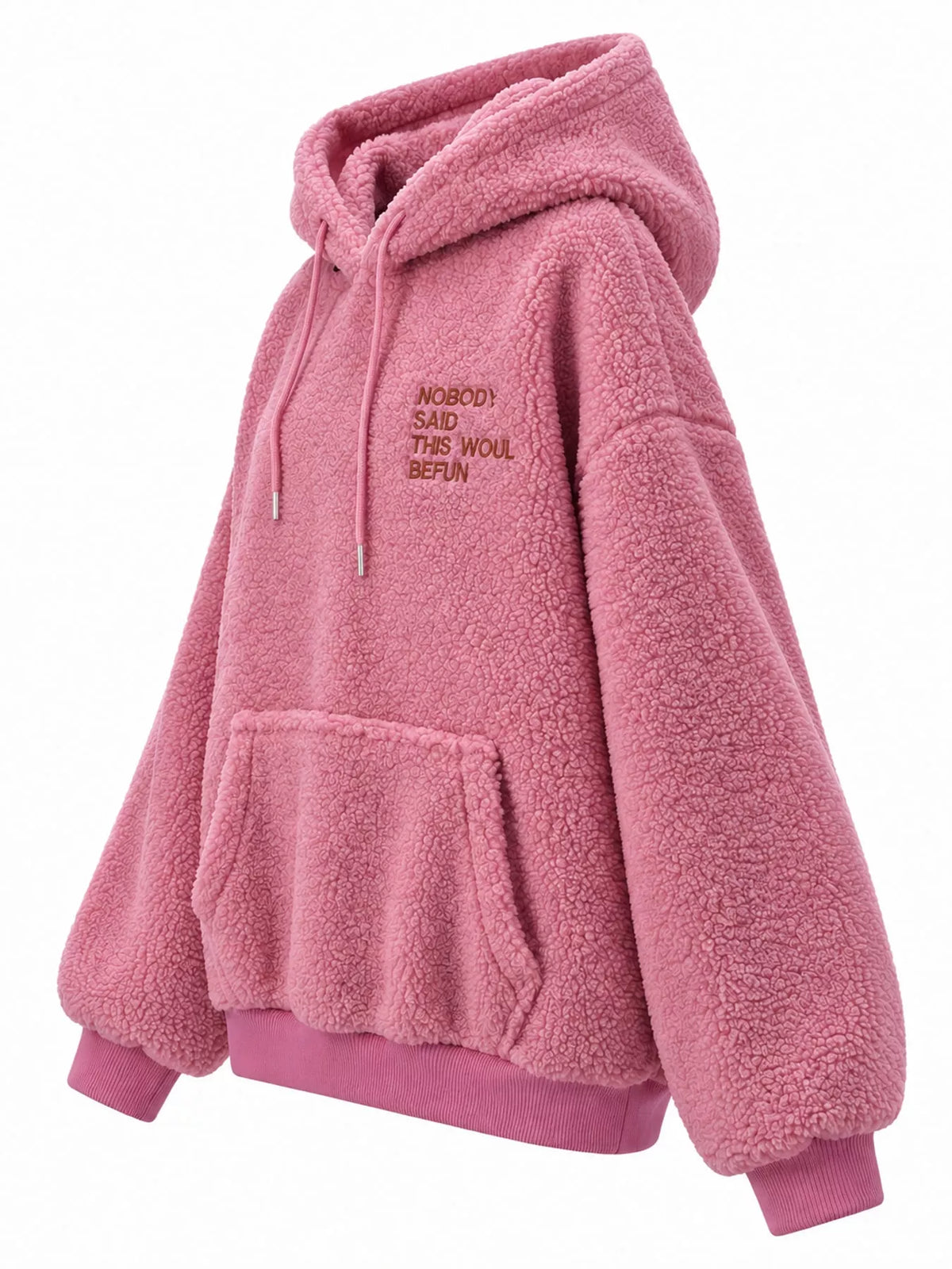 Oversized Drawstring Sherpa Hoodie — side view