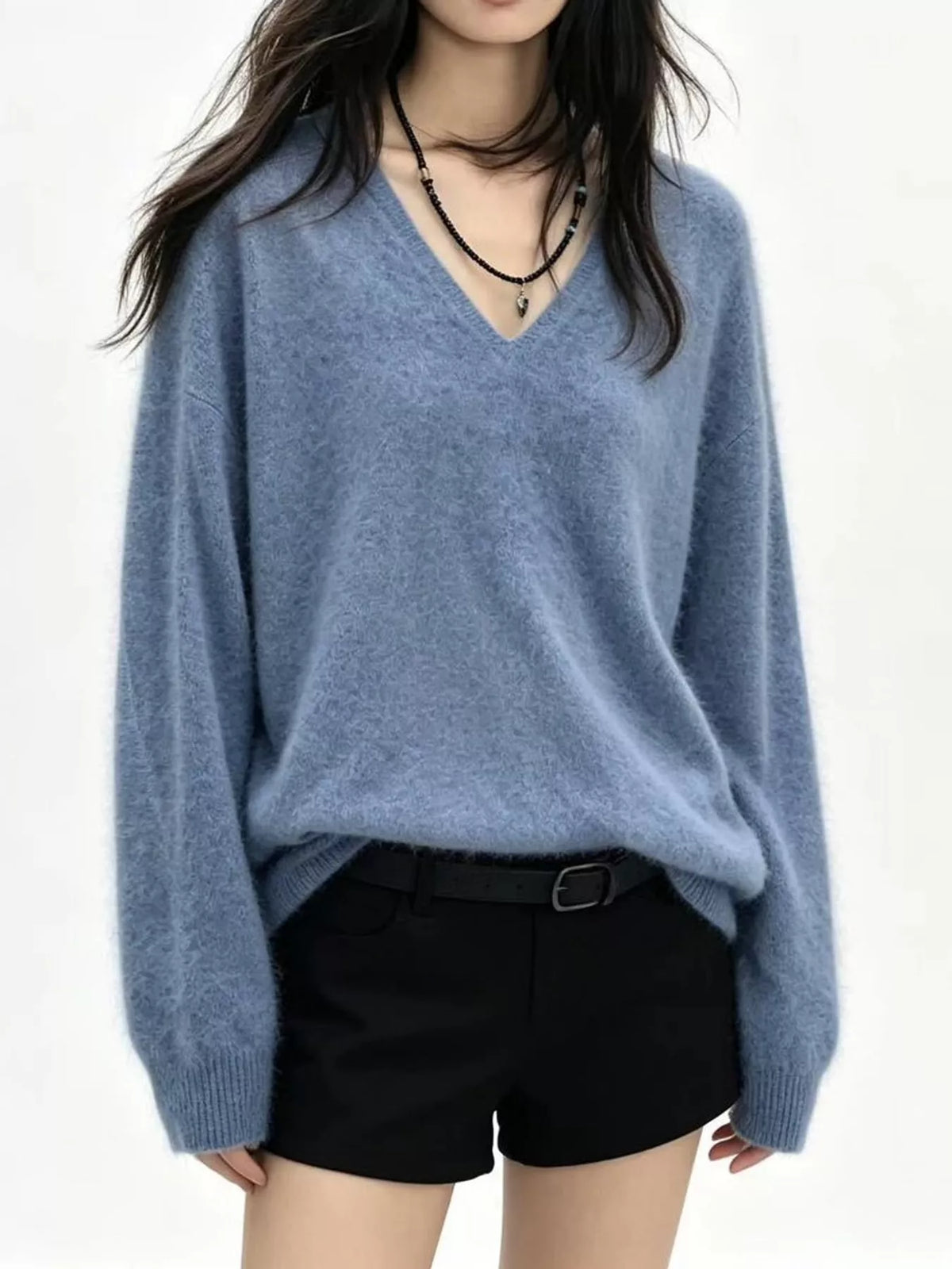 Blue v-neck sweater