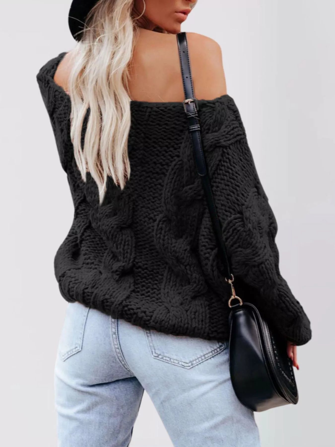 Trendsi Chunky Cable Knit Long Sleeve Sweater -