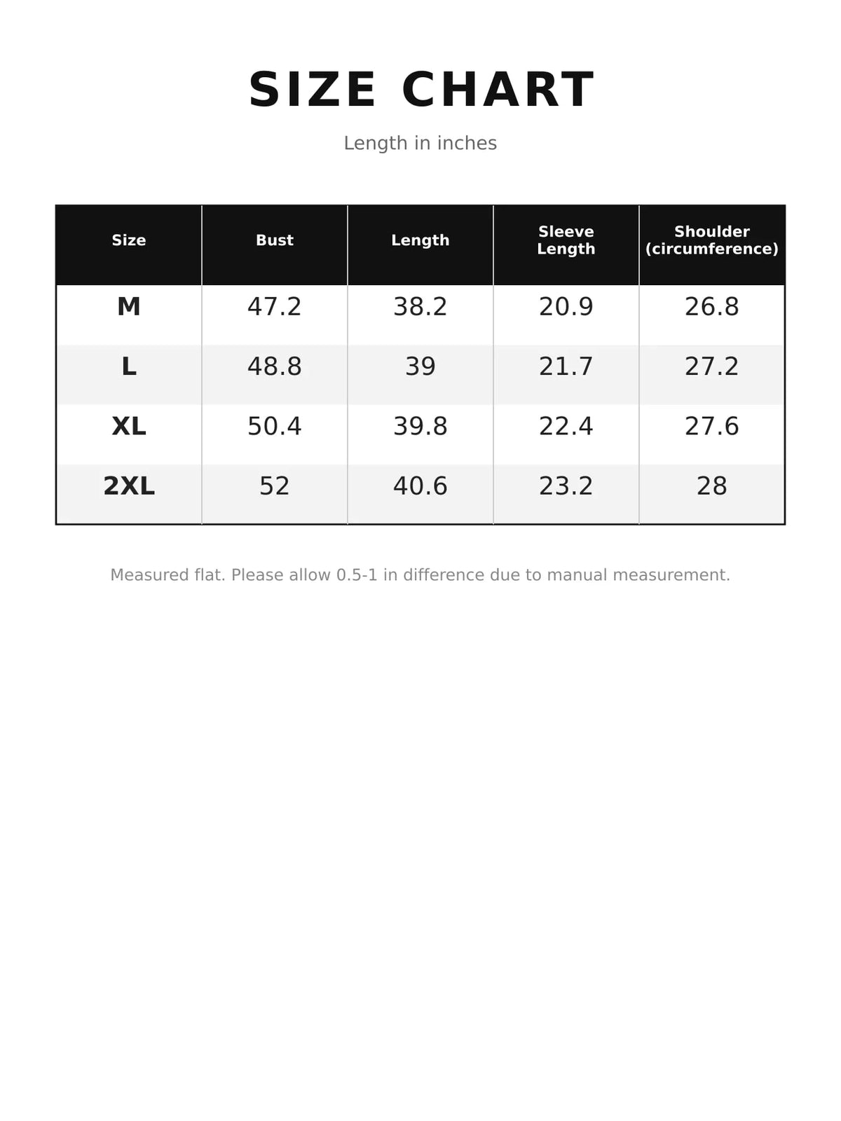 Oversized Drawstring Sherpa Hoodie — size and measurement chart