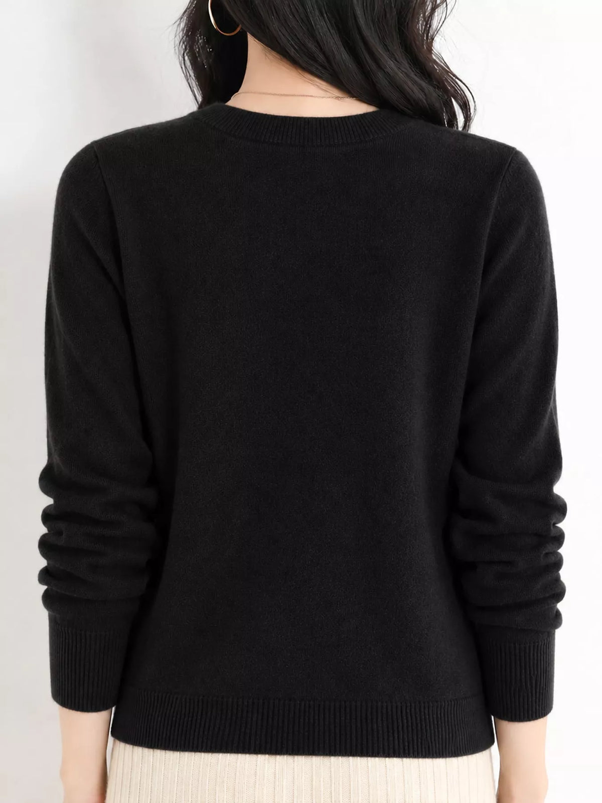 Crew Neck Long Sleeve Sweater — back view