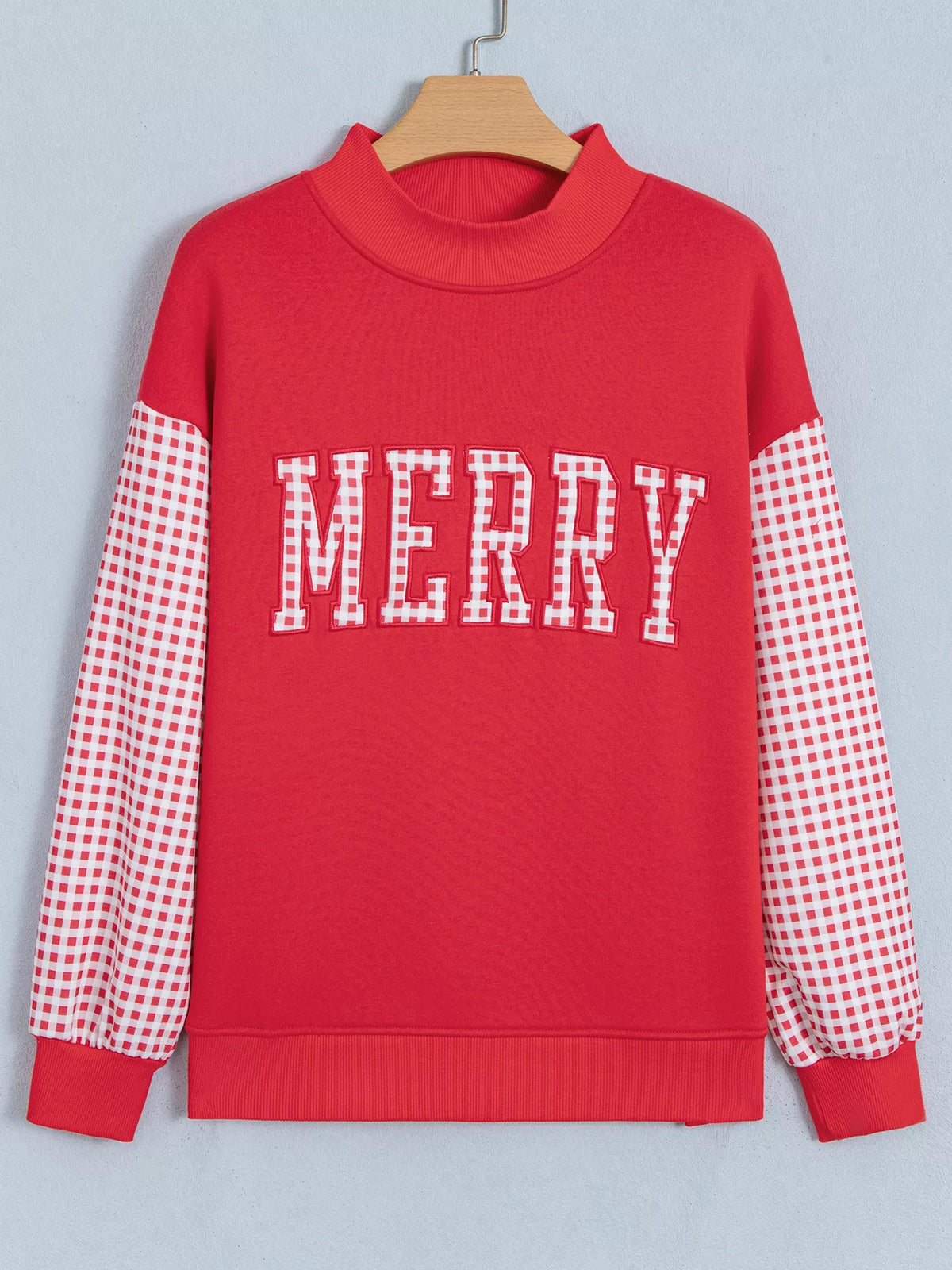 Scarlet gingham sleeve slogan sweatshirt
