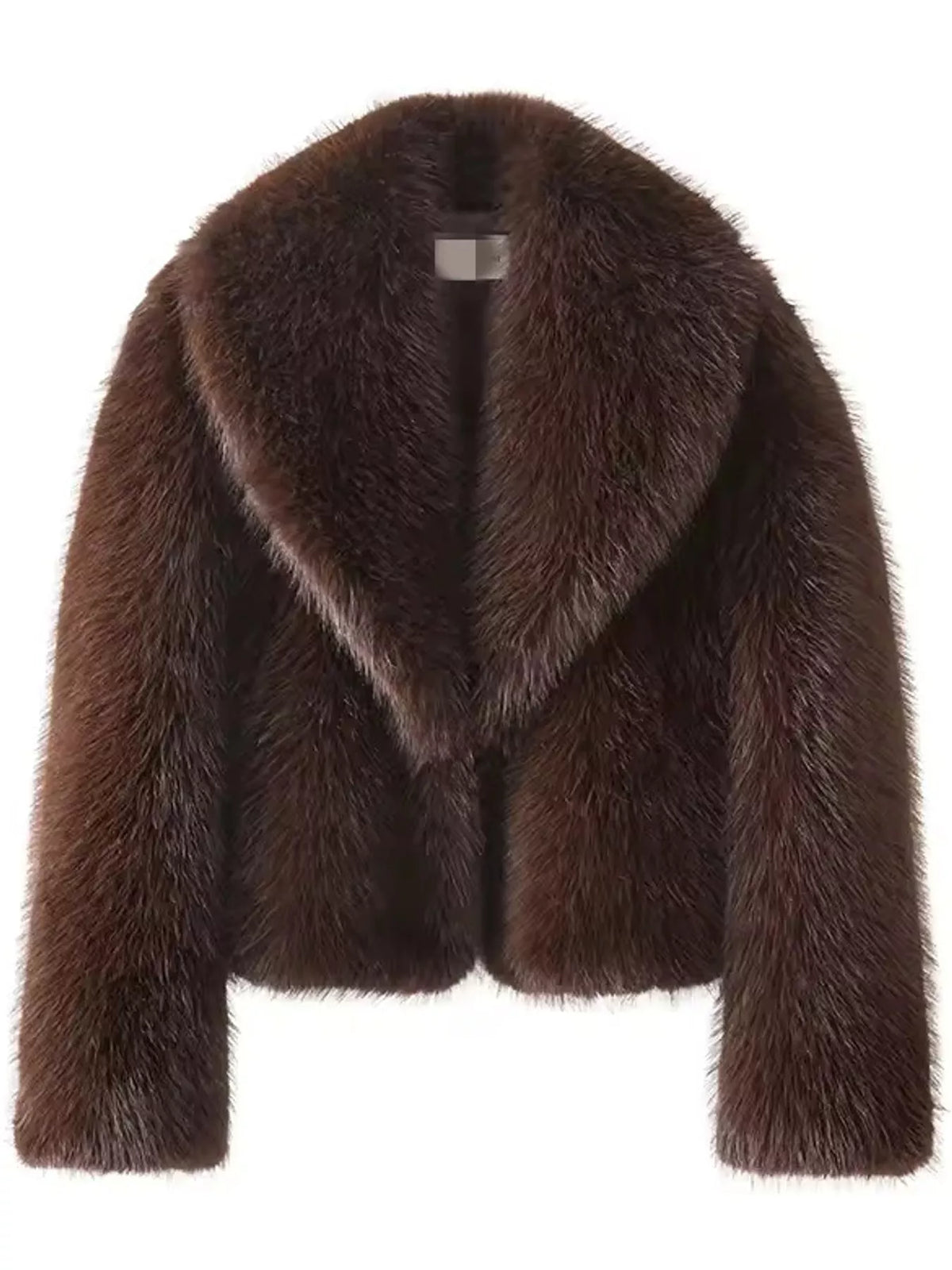 Faux Fur Cropped Coat in brown