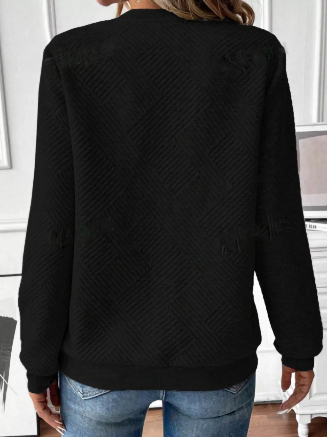 Trendsi Textured Quarter-Zip Sweatshirt -