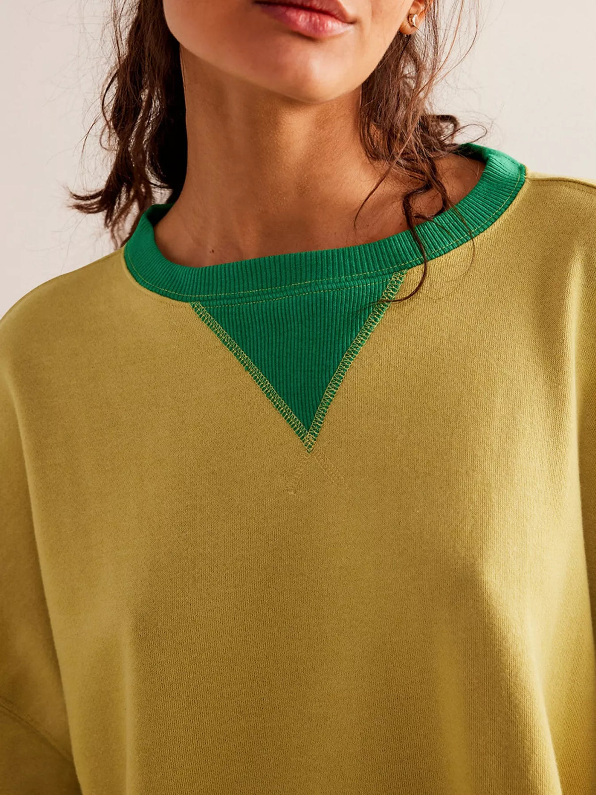 Yellow dropped shoulder long sleeve sweatshirt