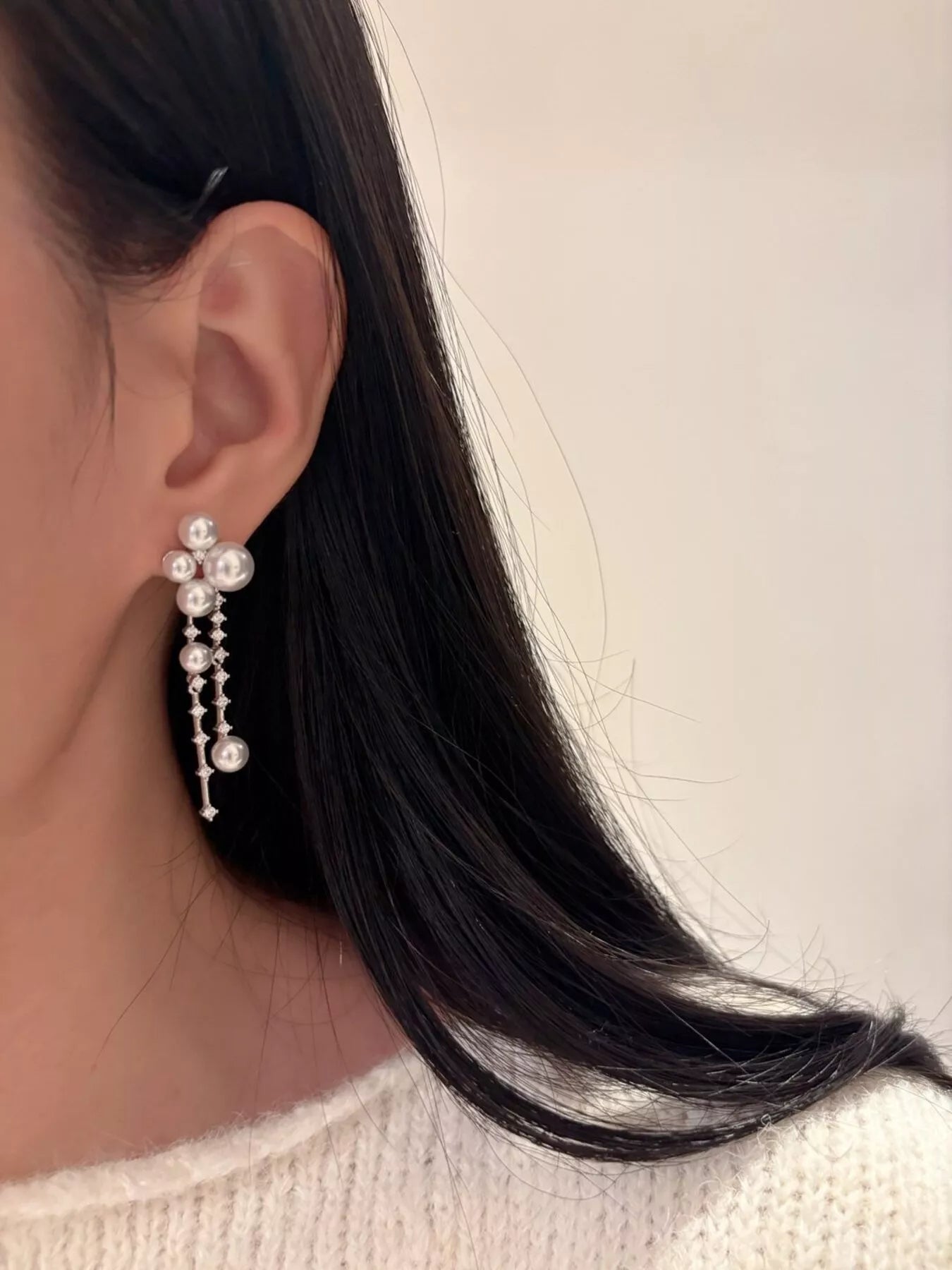 Trendsi Pearl Cluster Dangle Earrings -
