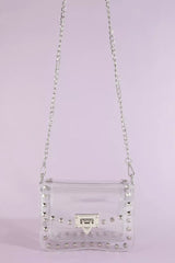 Trendsi Fame Clear Studded Crossbody Stadium Bag With Chain Strap -
