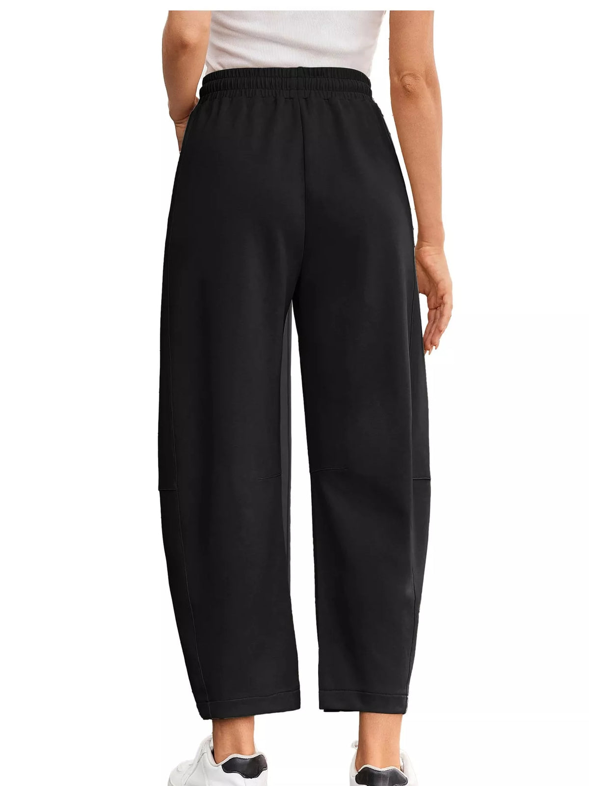 Wide-Leg Active Pants with Drawstring — back view