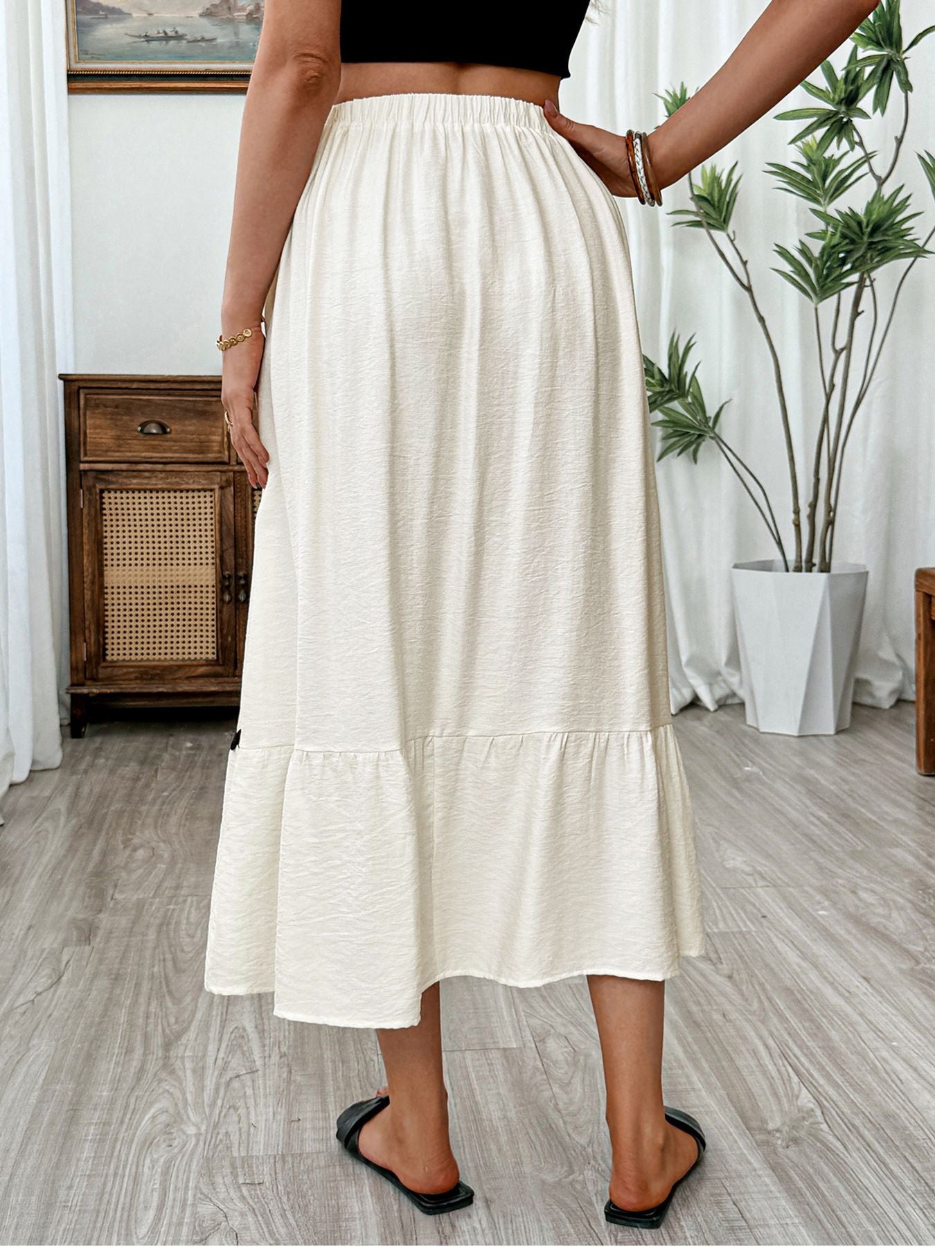 Trendsi Tiered Flowy Midi Skirt -