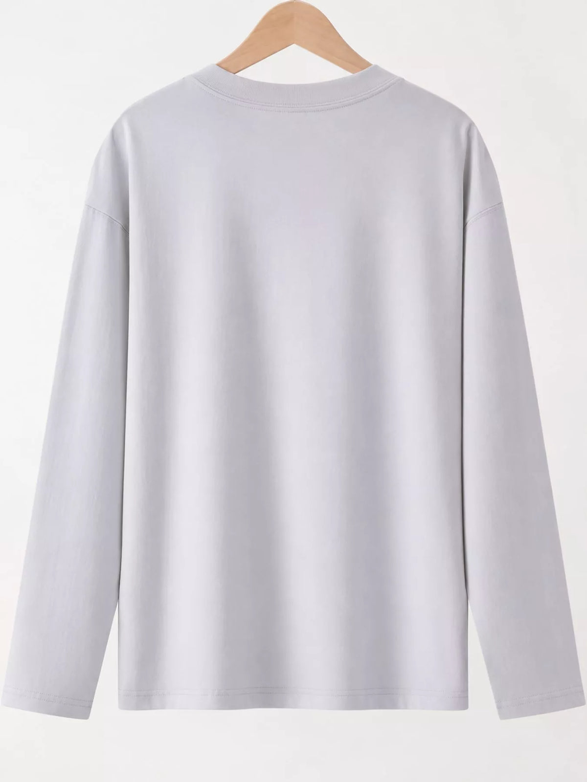 Solid Long-Sleeve Crew Neck T-Shirt — back view