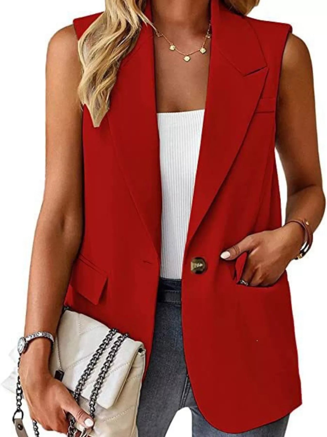 Trendsi One Button Blazer Vest -